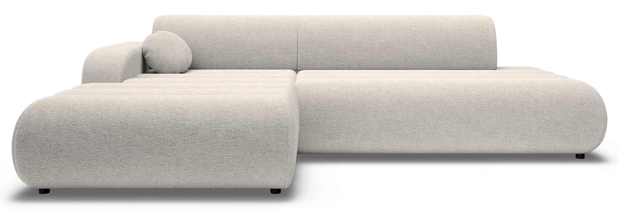 Ecksofa mit Schlaffunktion Arione, L-förmig, linksseitig, mit Stauraum, hellbeige Chenille