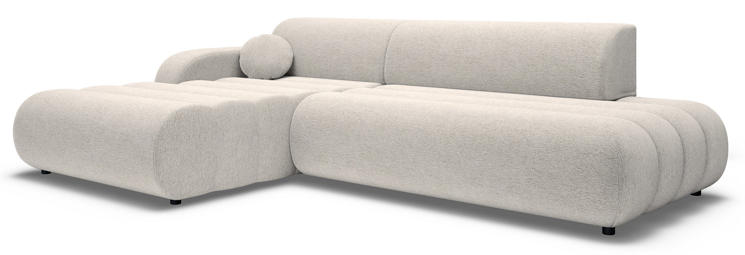 Ecksofa mit Schlaffunktion Arione, L-förmig, linksseitig, mit Stauraum, hellbeige Chenille