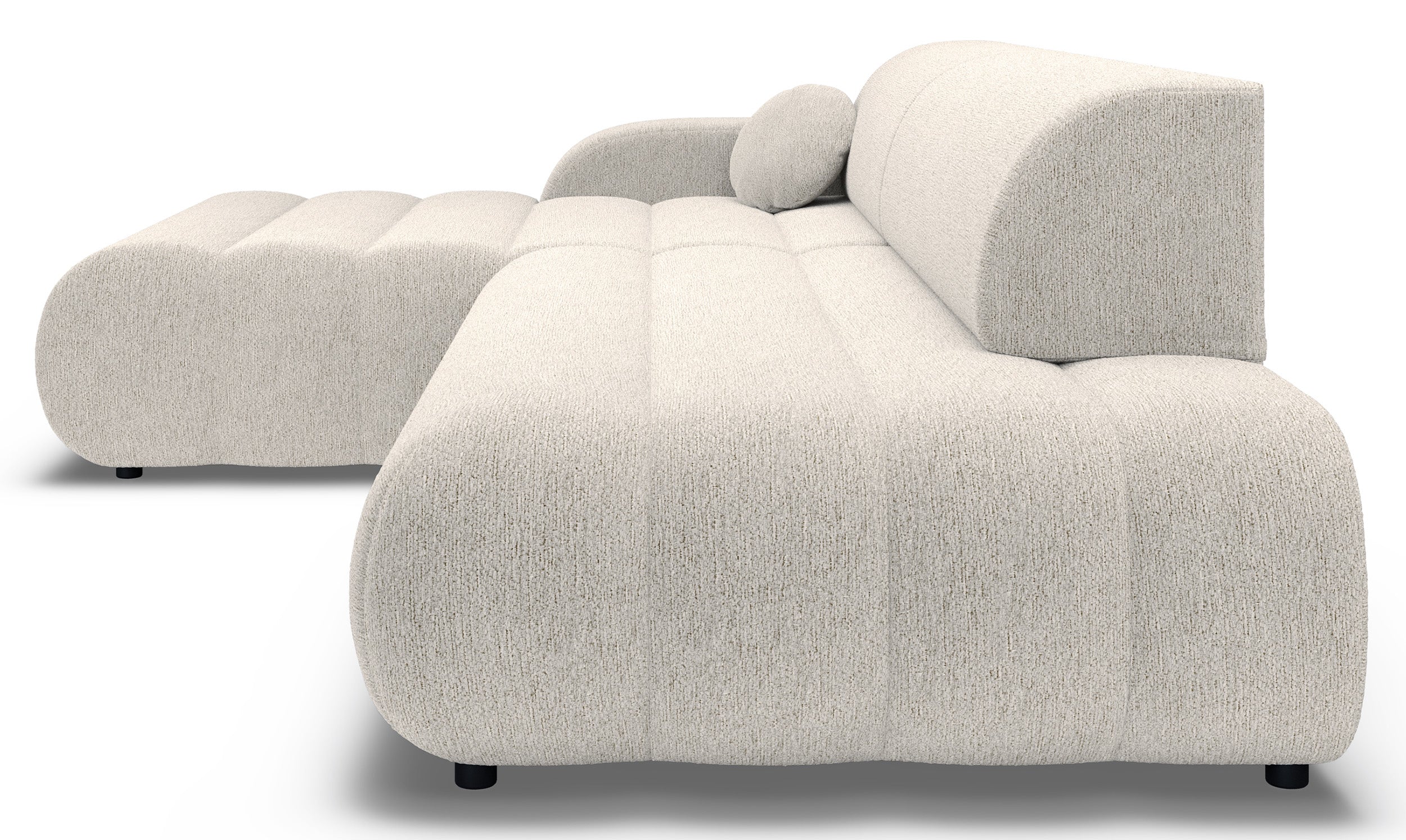 Ecksofa mit Schlaffunktion Arione, L-förmig, linksseitig, mit Stauraum, hellbeige Chenille