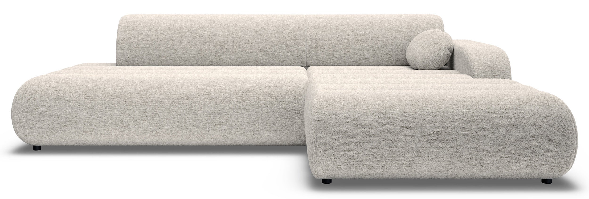 Ecksofa mit Schlaffunktion Arione, L-förmig, rechtsseitig, mit Stauraum, hellbeige Chenille
