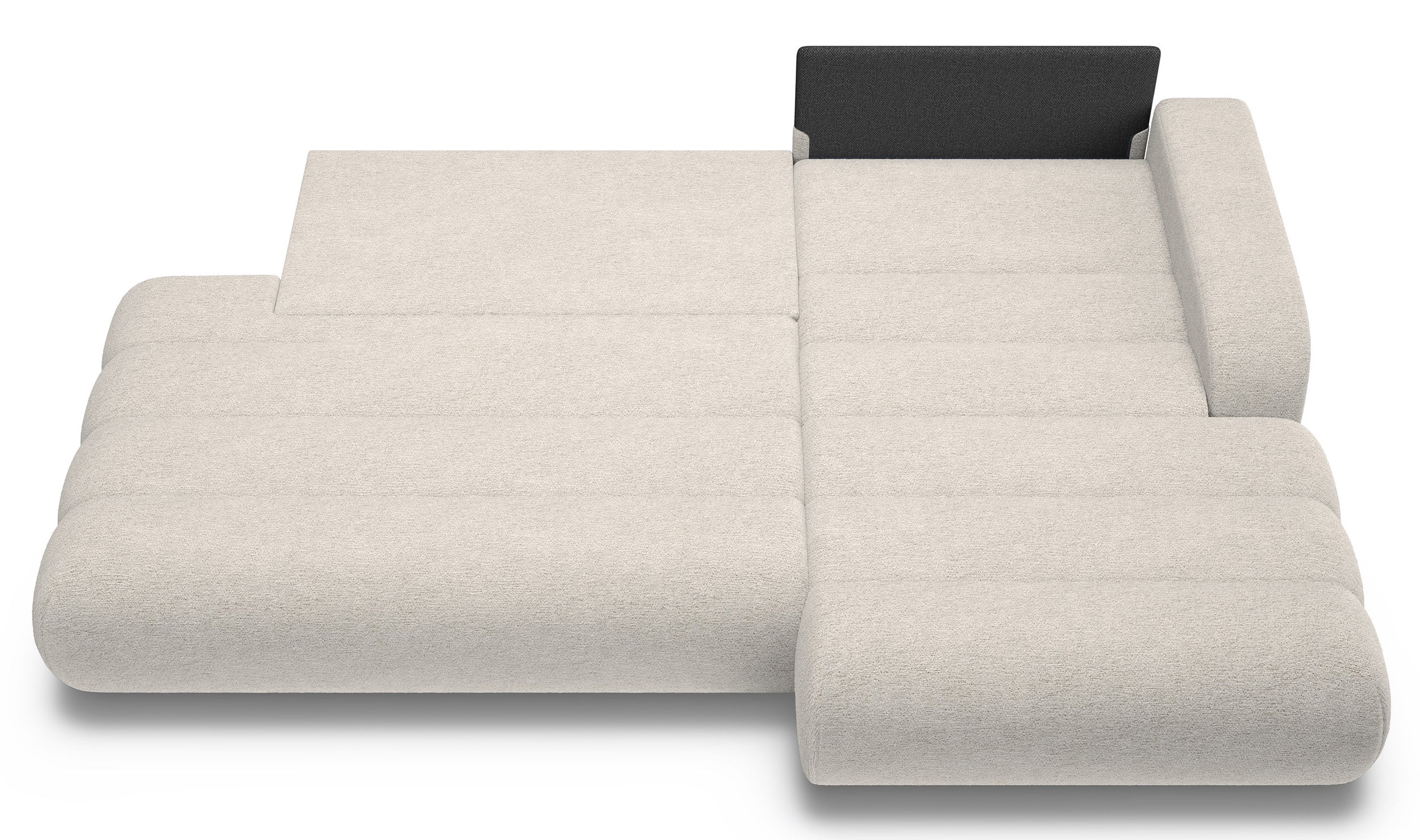 Ecksofa mit Schlaffunktion Arione, L-förmig, rechtsseitig, mit Stauraum, hellbeige Chenille