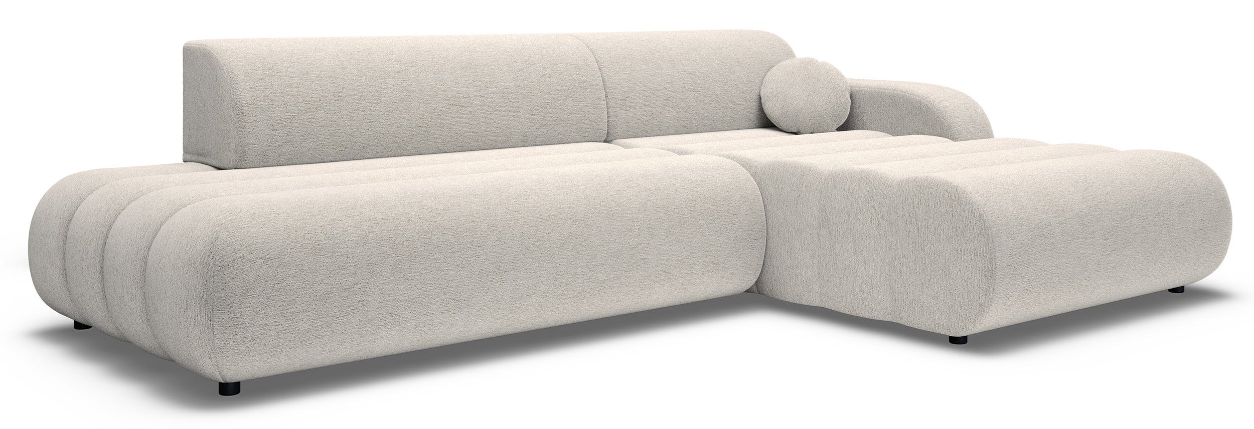 Ecksofa mit Schlaffunktion Arione, L-förmig, rechtsseitig, mit Stauraum, hellbeige Chenille