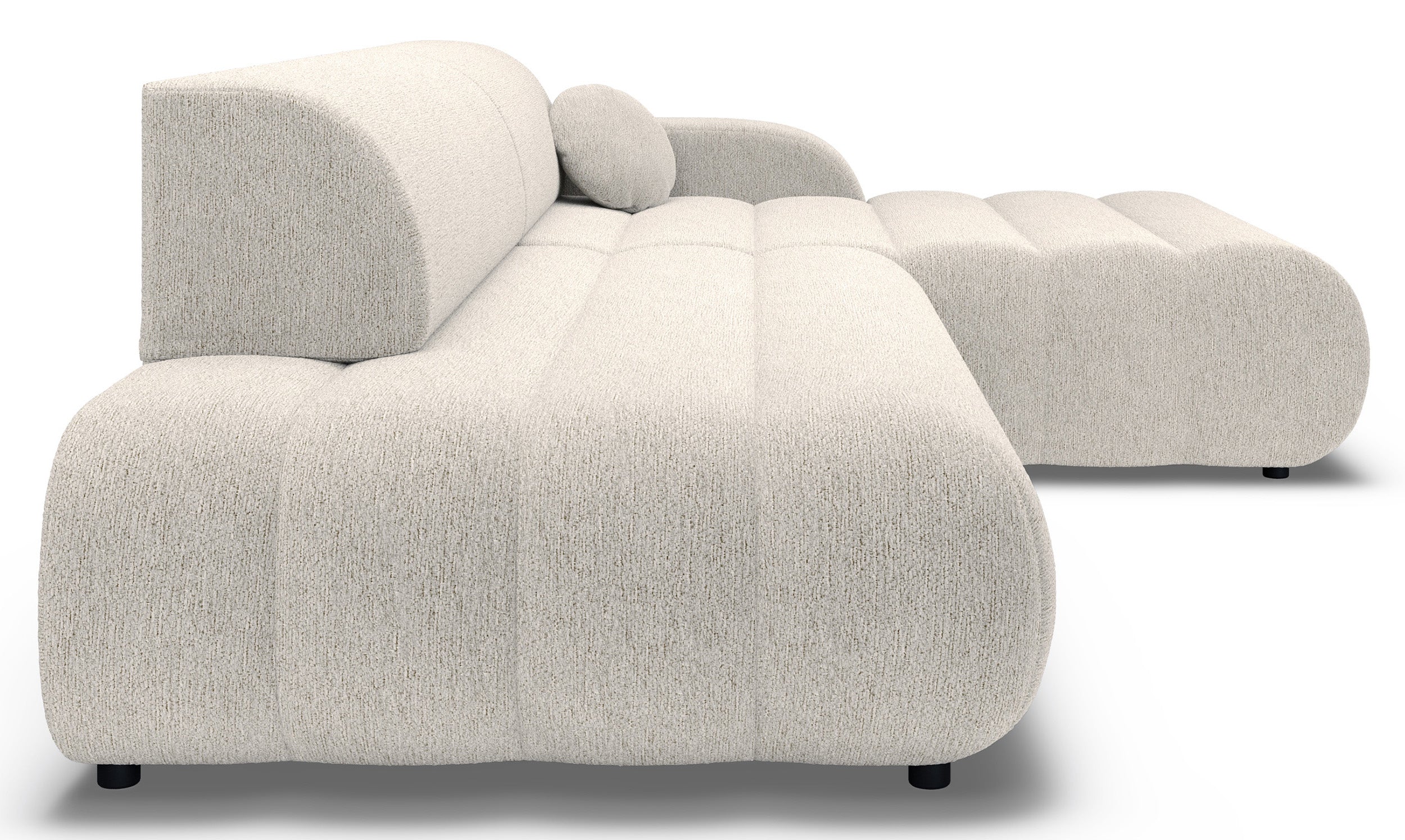 Ecksofa mit Schlaffunktion Arione, L-förmig, rechtsseitig, mit Stauraum, hellbeige Chenille