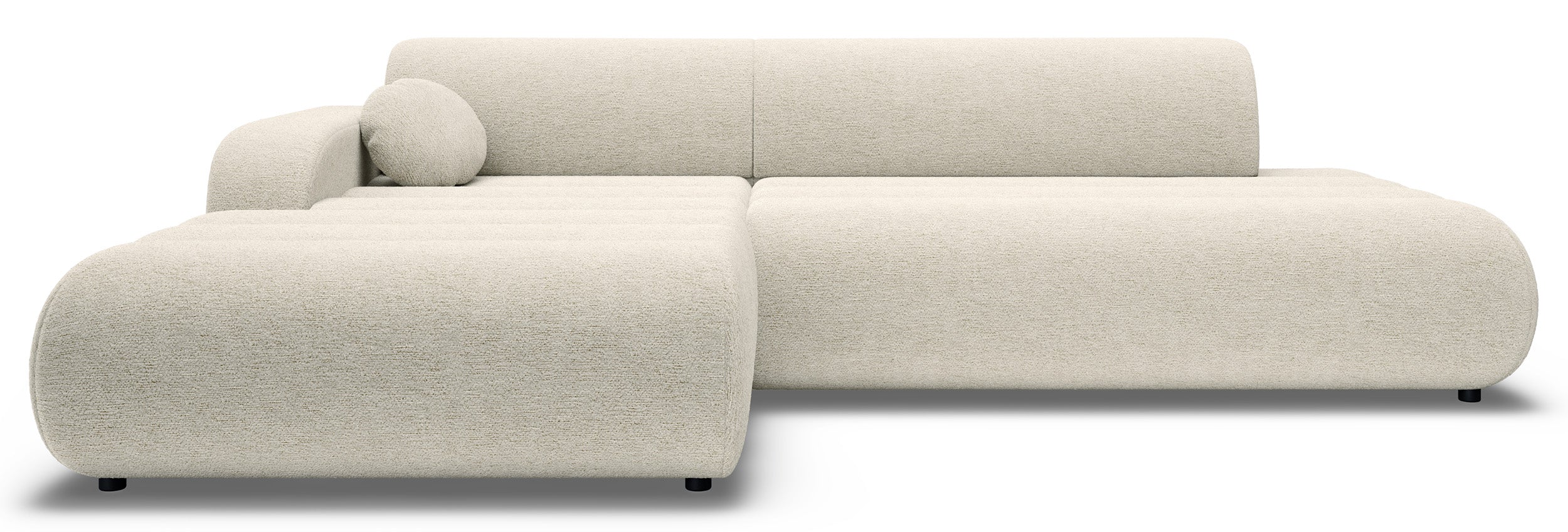 Ecksofa mit Schlafunktion Arione, L-förmig, linksseitig, mit Stauraum, cremefarbener Chenillebezug