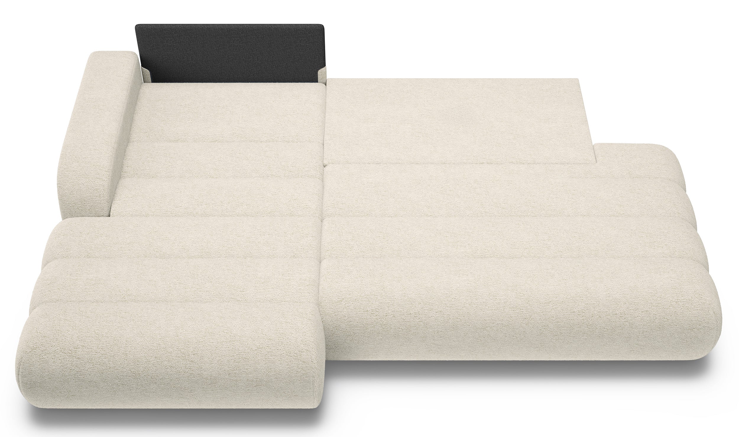 Ecksofa mit Schlafunktion Arione, L-förmig, linksseitig, mit Stauraum, cremefarbener Chenillebezug