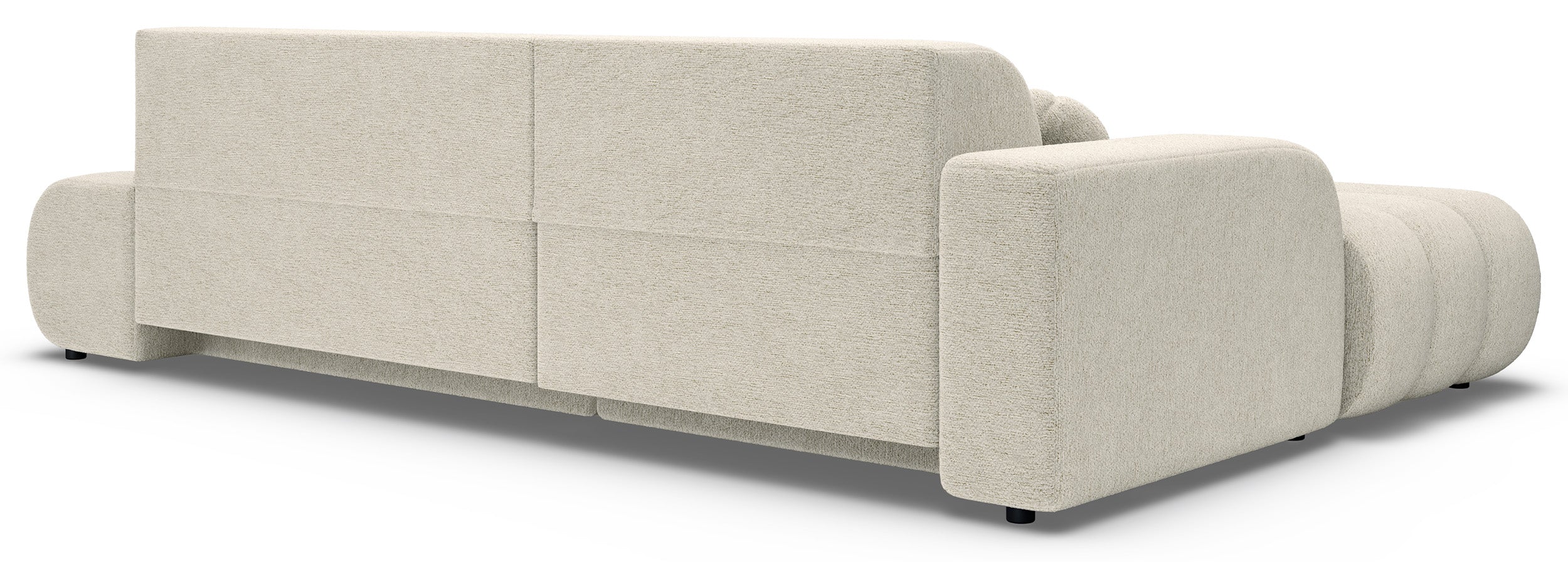 Ecksofa mit Schlafunktion Arione, L-förmig, linksseitig, mit Stauraum, cremefarbener Chenillebezug