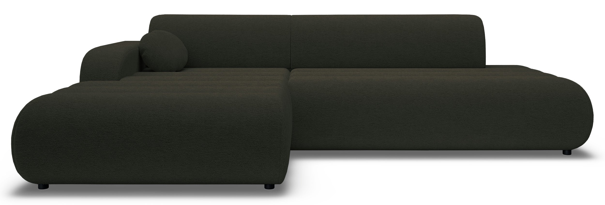 Ecksofa mit Schlaffunktion Arione, L-förmig, linksseitig, mit Stauraum, grüner Chenille-Bezug