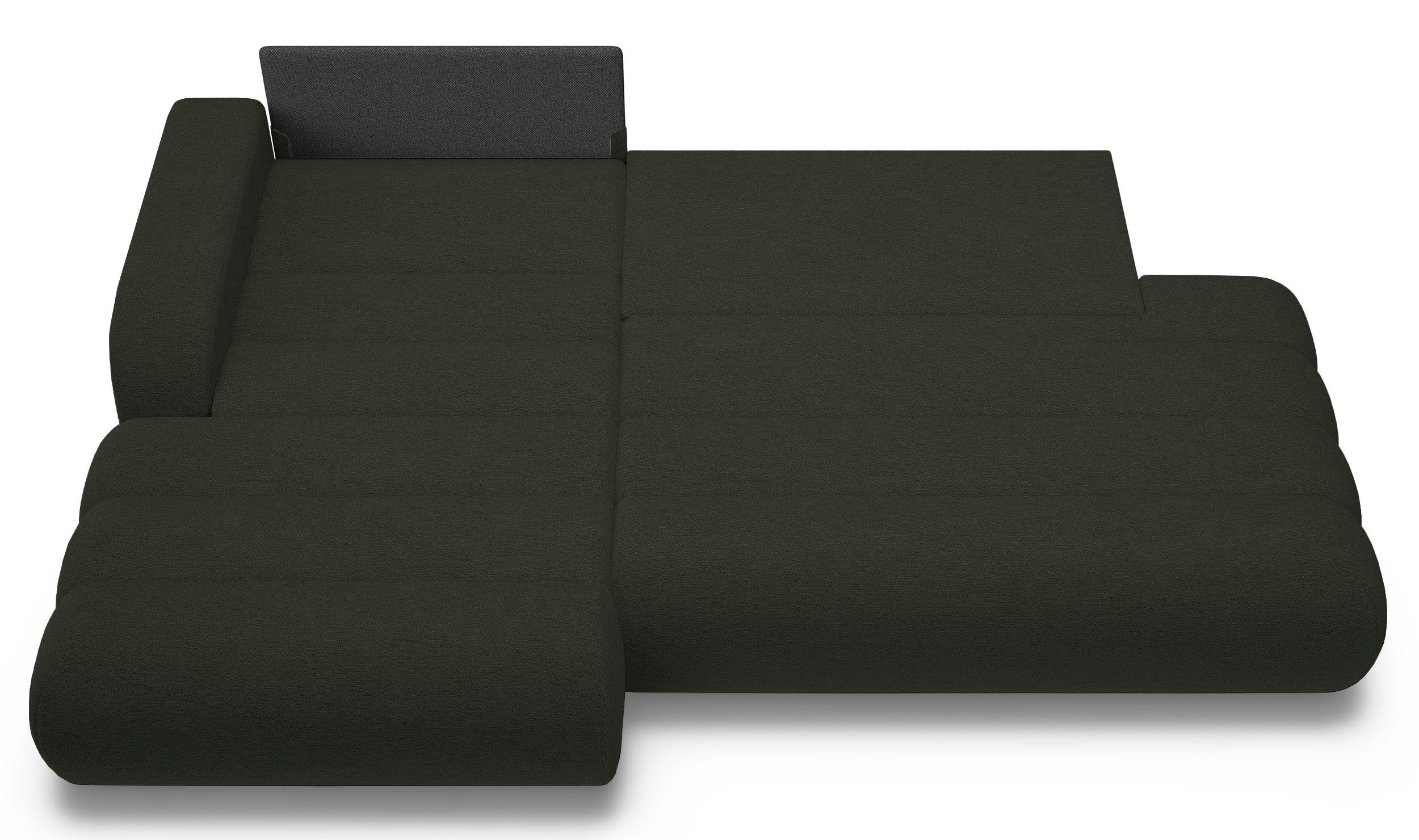 Ecksofa mit Schlaffunktion Arione, L-förmig, linksseitig, mit Stauraum, grüner Chenille-Bezug