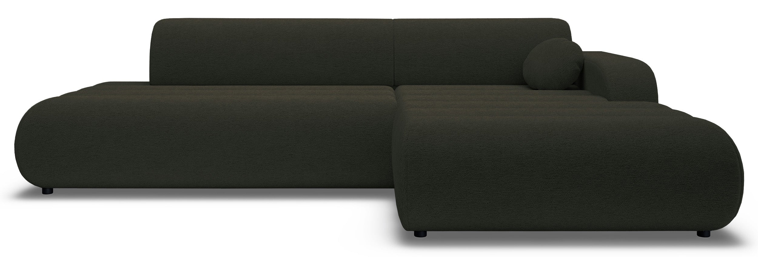 Ecksofa mit Schlaffunktion Arione, L-förmig, rechtsseitig, mit Stauraum, grüner Chenille-Bezug