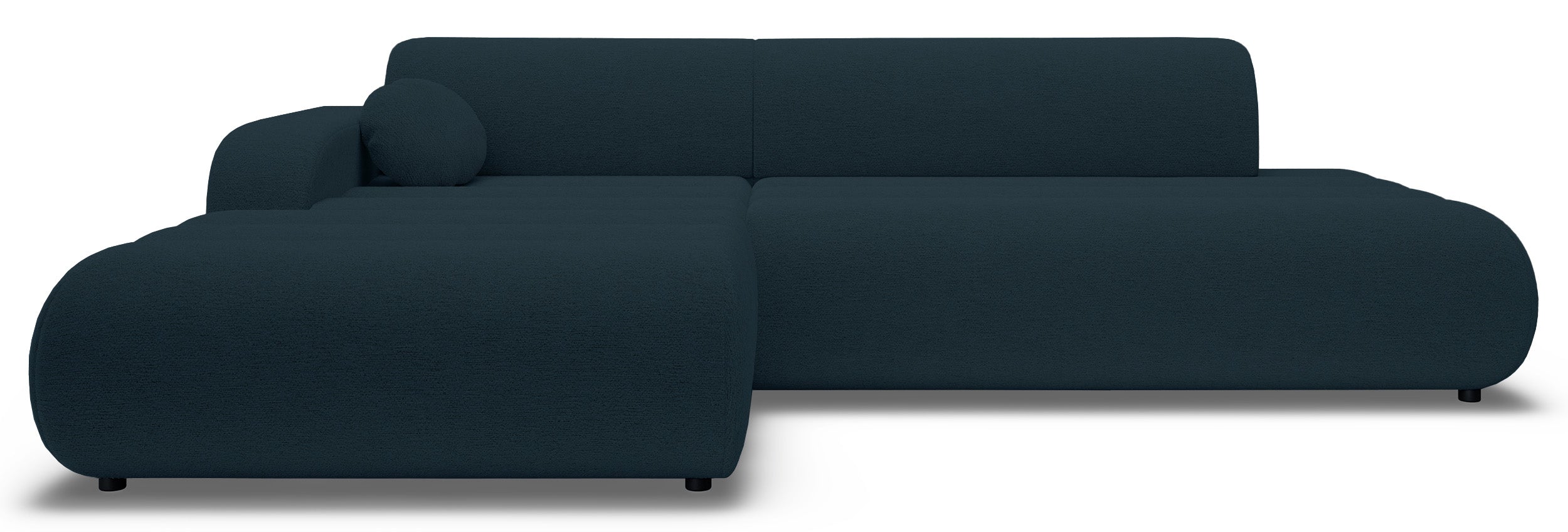 Ecksofa mit Schlafunktion Arione, L-förmig, linksseitig, mit Stauraum, blauer Chenille-Bezug