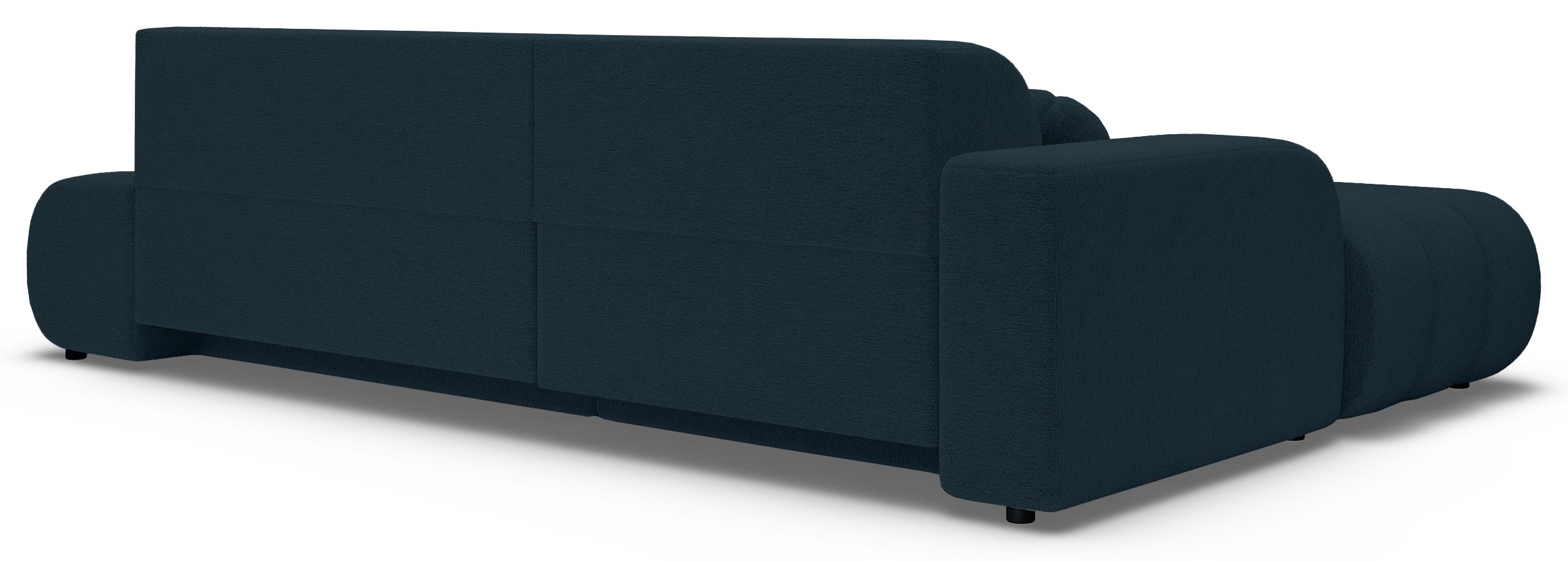 Ecksofa mit Schlafunktion Arione, L-förmig, linksseitig, mit Stauraum, blauer Chenille-Bezug