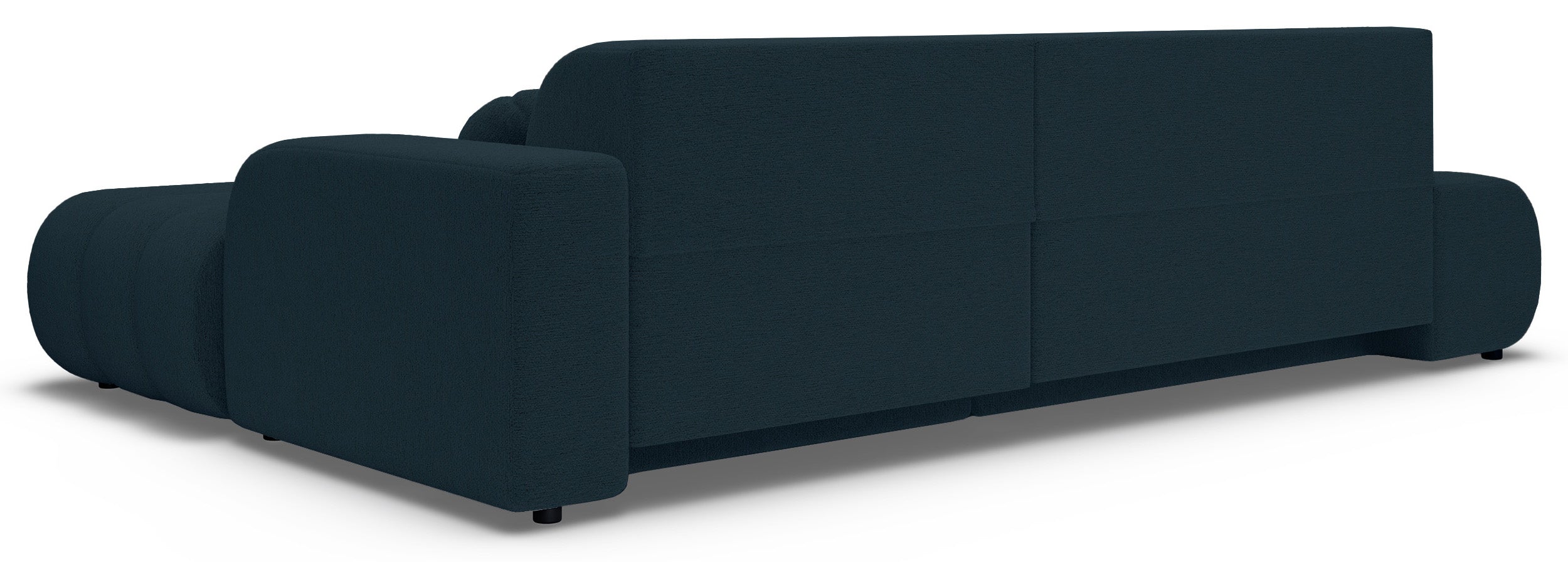 Ecksofa mit Schlaffunktion Arione, L-förmig, rechtsseitig, mit Stauraum, blauer Chenille-Bezug