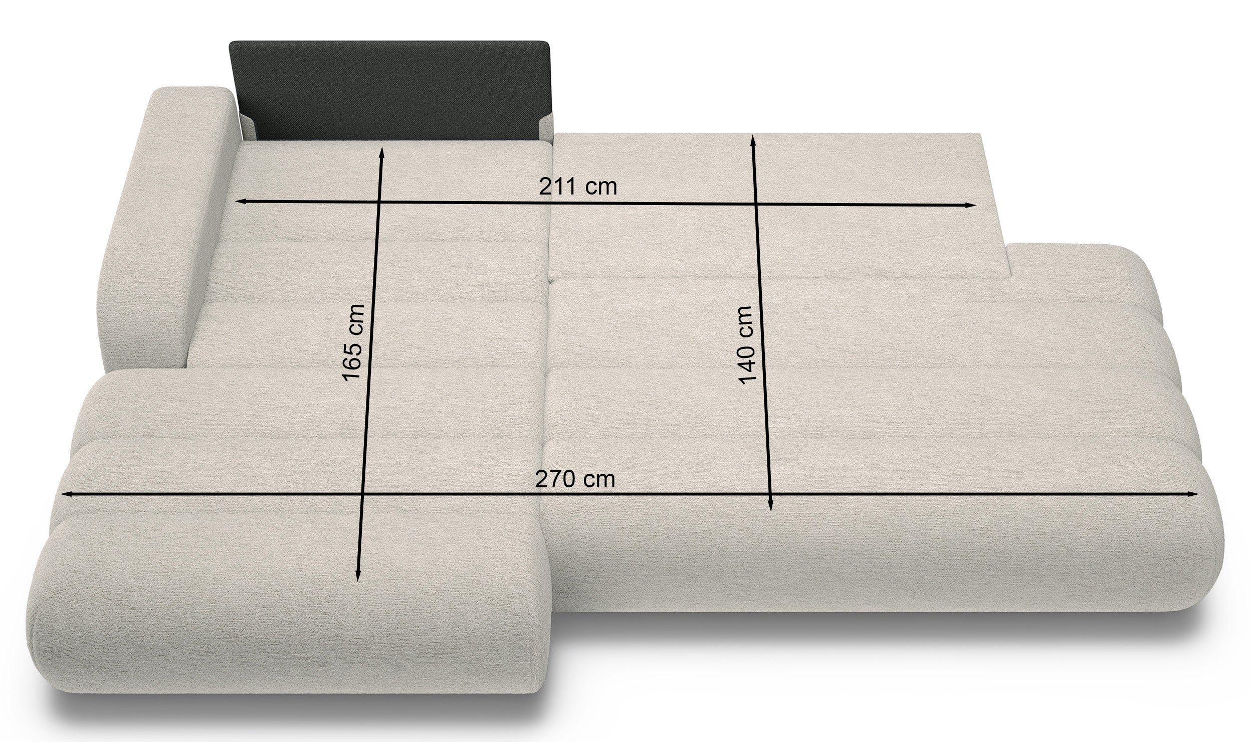 Ecksofa mit Schlaffunktion Arione, L-förmig, linksseitig, mit Stauraum, hellbeige Chenille