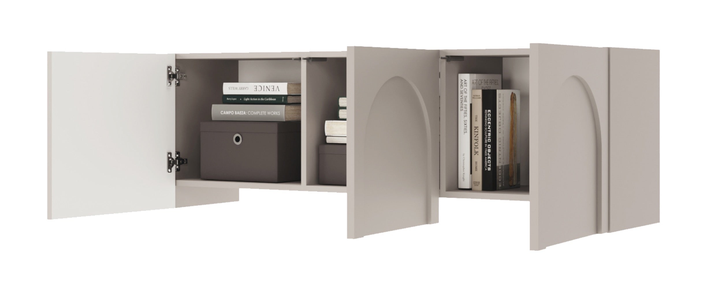 TV-Schrank Arkadia, dreitürig, mit gefrästen Fronten, 150 cm, Kaschmir