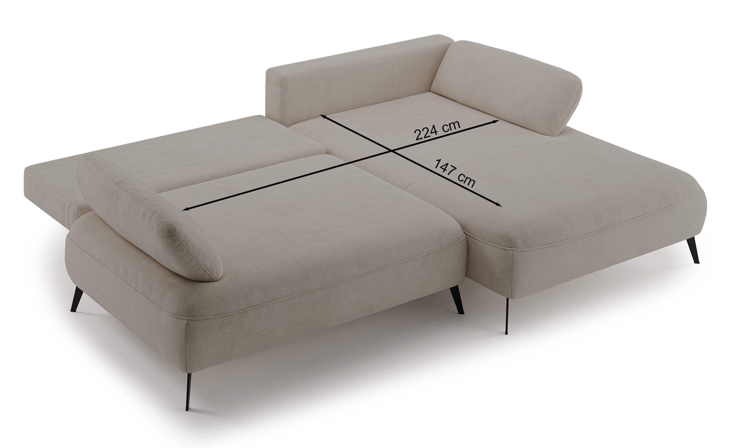 Ecksofa mit Schlaffunktion Avolla, L-förmig, linksseitig, mit Stauraum, dunkelbeige, hydrophober Chenille-Stoff