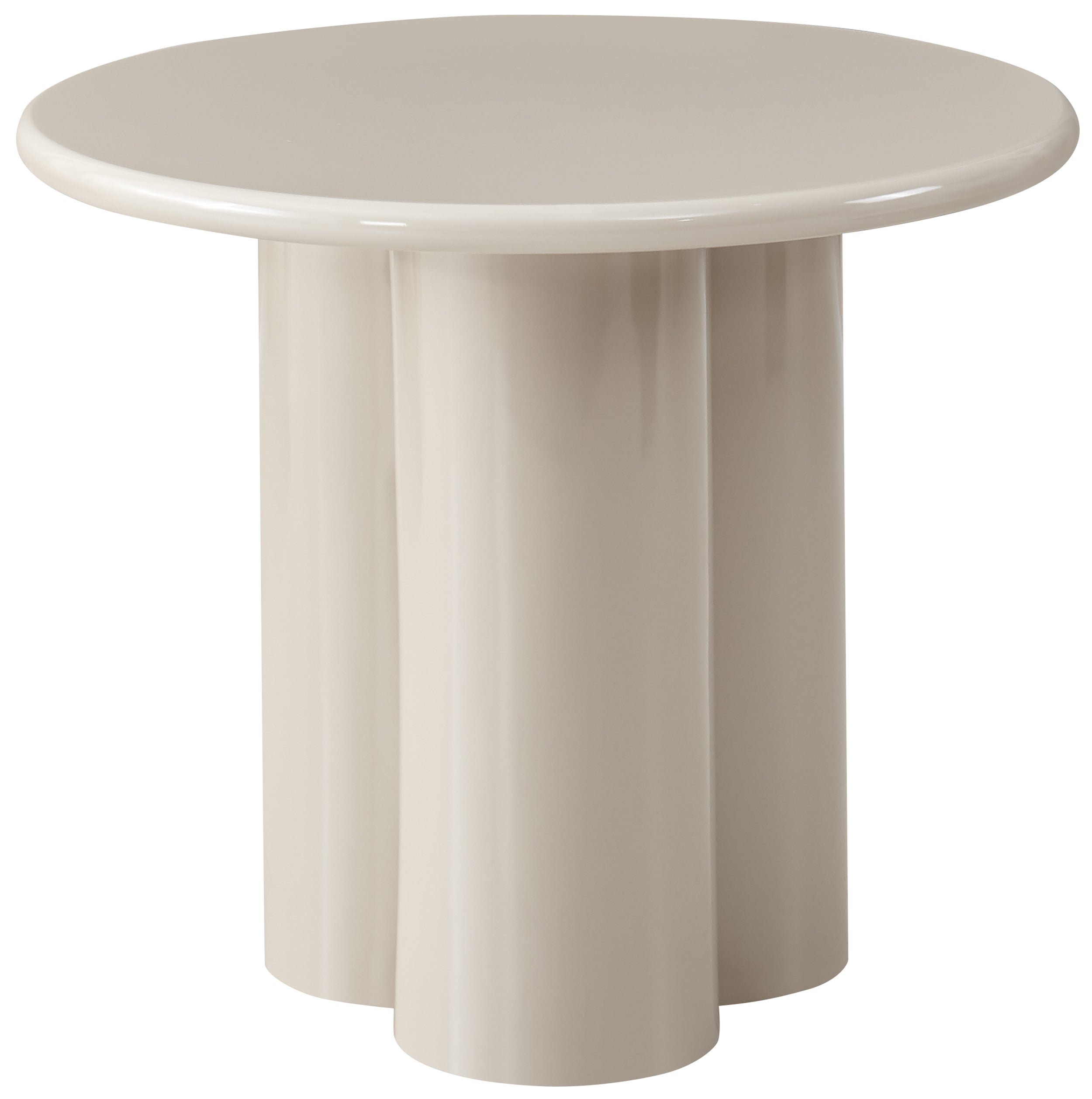 Runder Couchtisch Loccoli 60 cm, hellbeige, Hochglanz