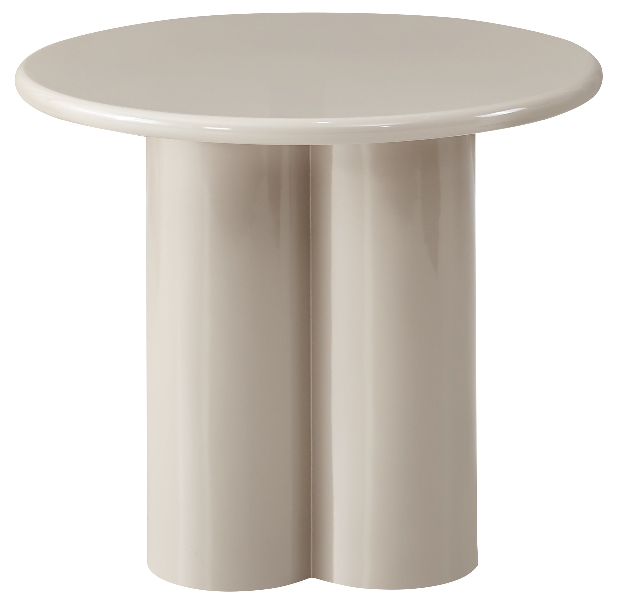 Runder Couchtisch Loccoli 60 cm, hellbeige, Hochglanz