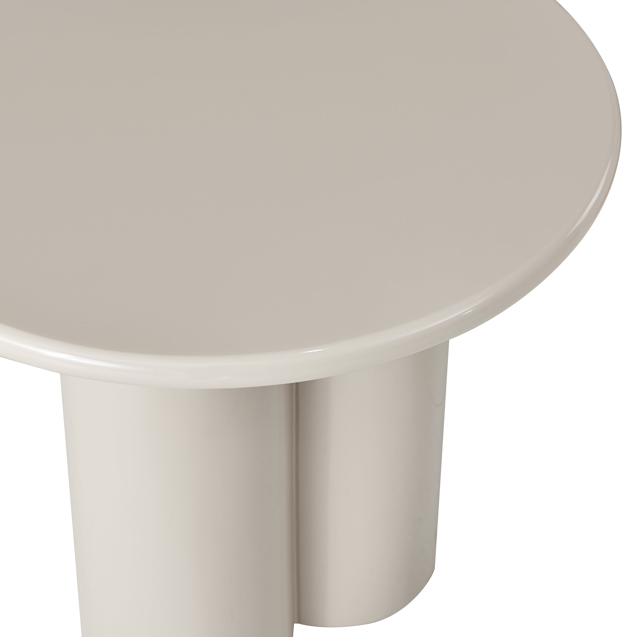 Runder Couchtisch Loccoli 60 cm, hellbeige, Hochglanz