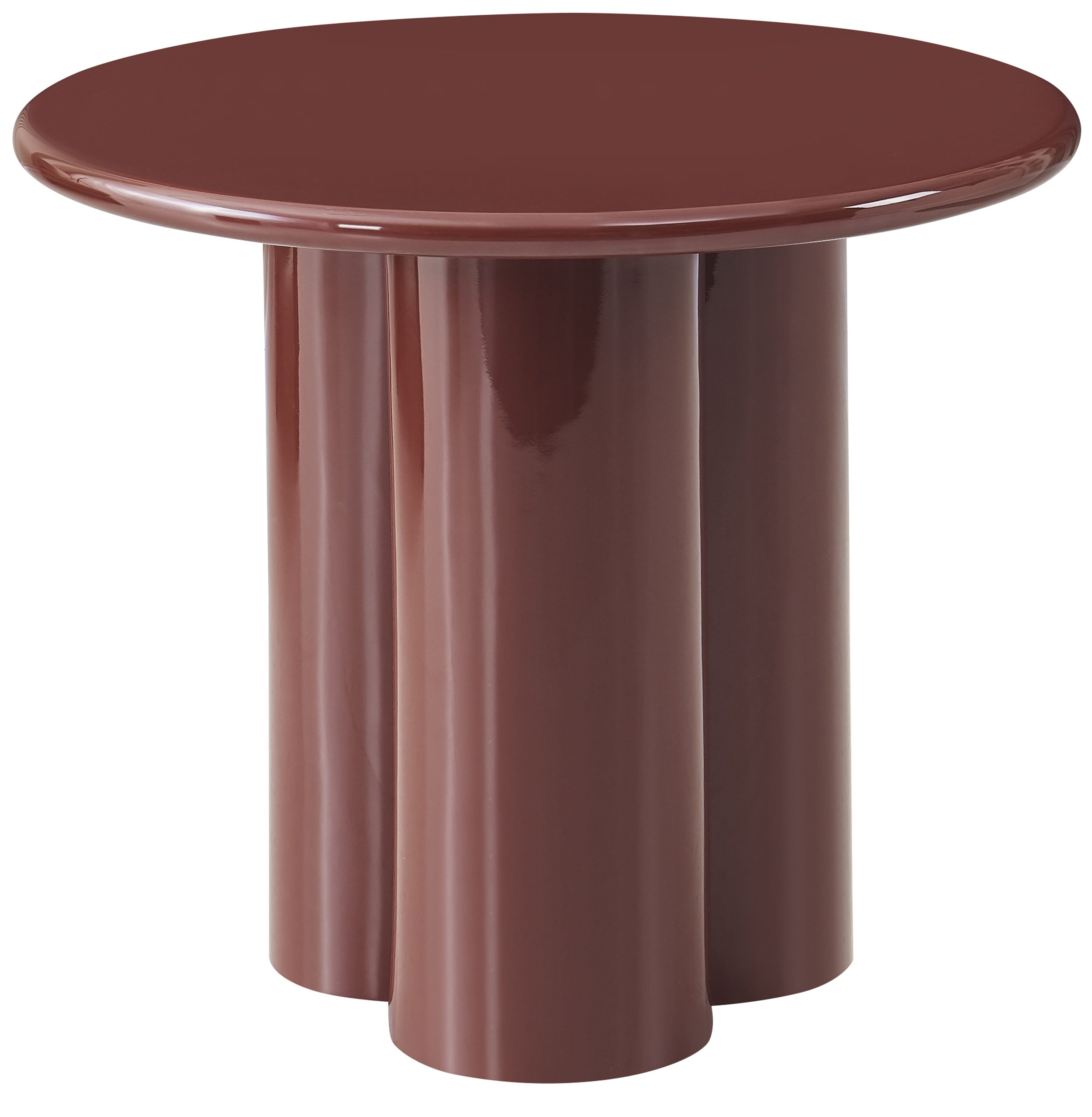 Runder Couchtisch Loccoli 60 cm, bordeauxrot, hochglänzend