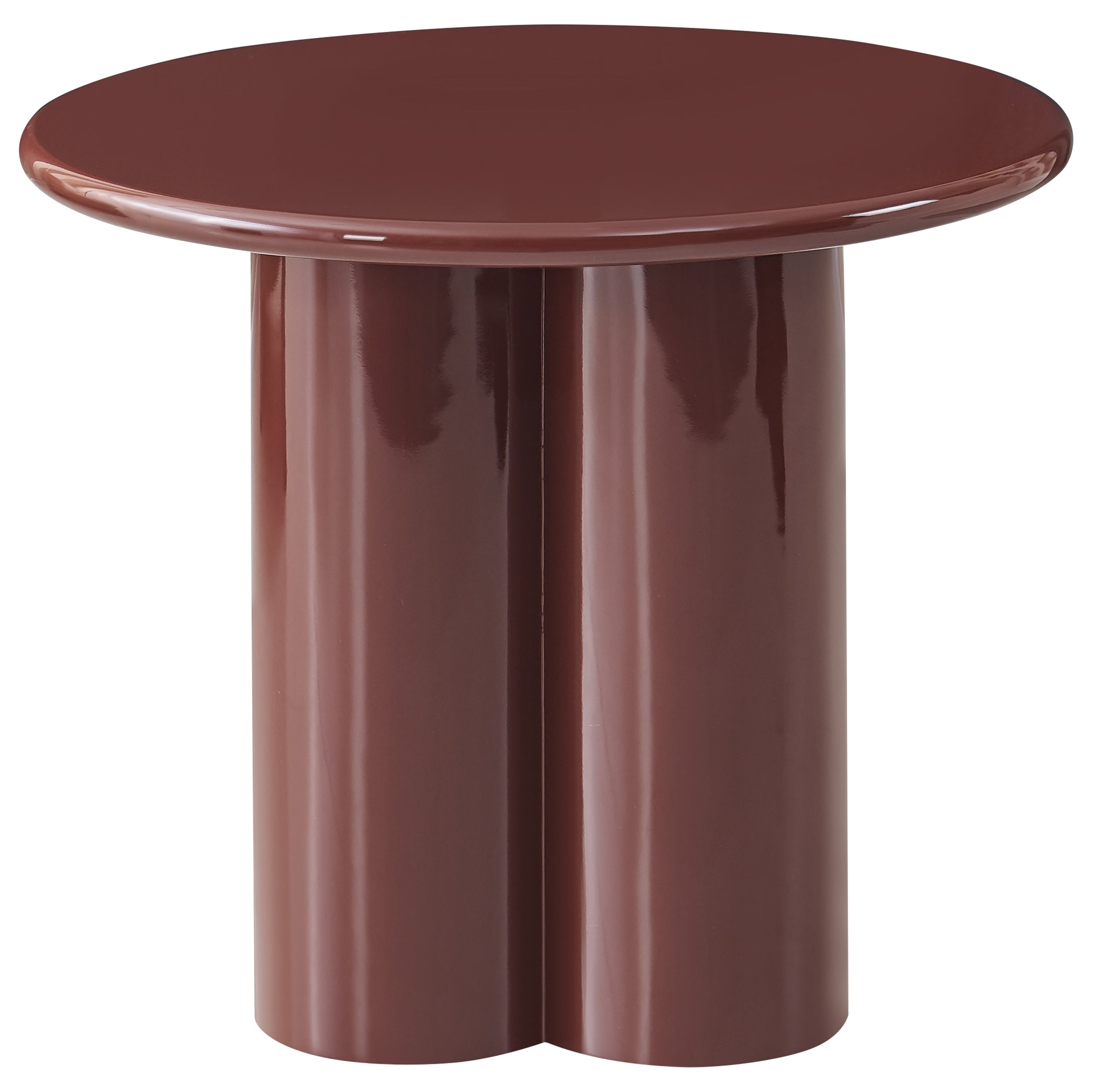 Runder Couchtisch Loccoli 60 cm, bordeauxrot, hochglänzend