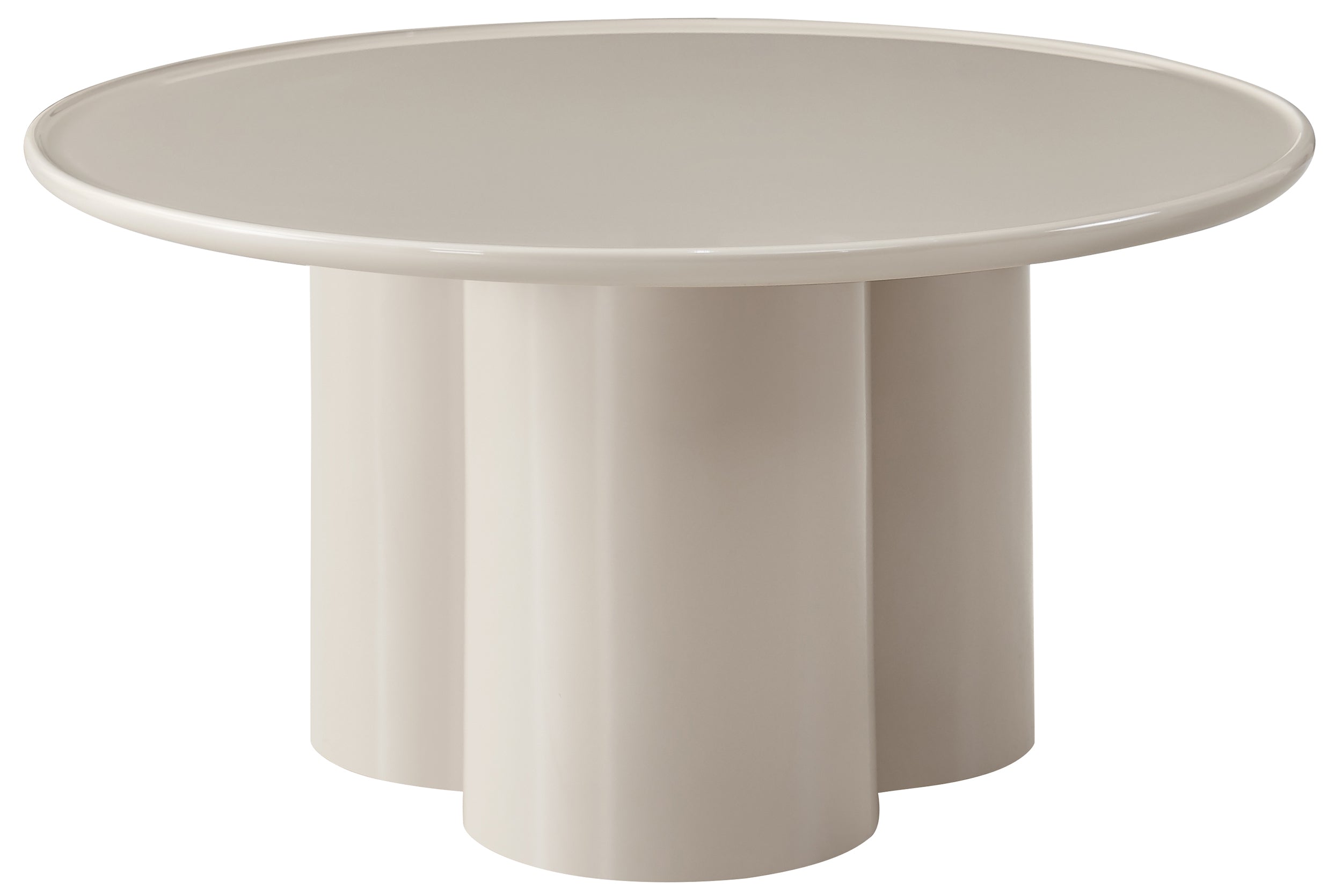 Runder Couchtisch Roulness 80 cm, hellbeige, hoher Glanz
