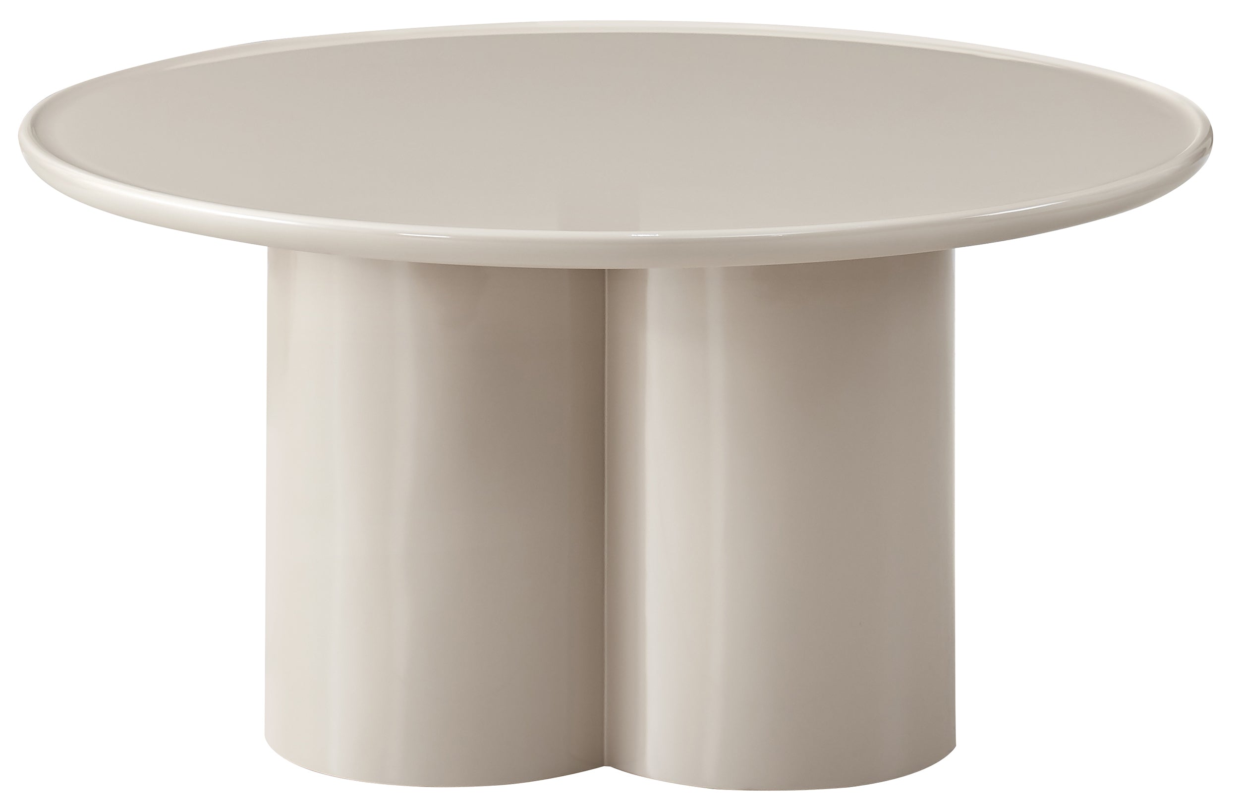 Runder Couchtisch Roulness 80 cm, hellbeige, hoher Glanz