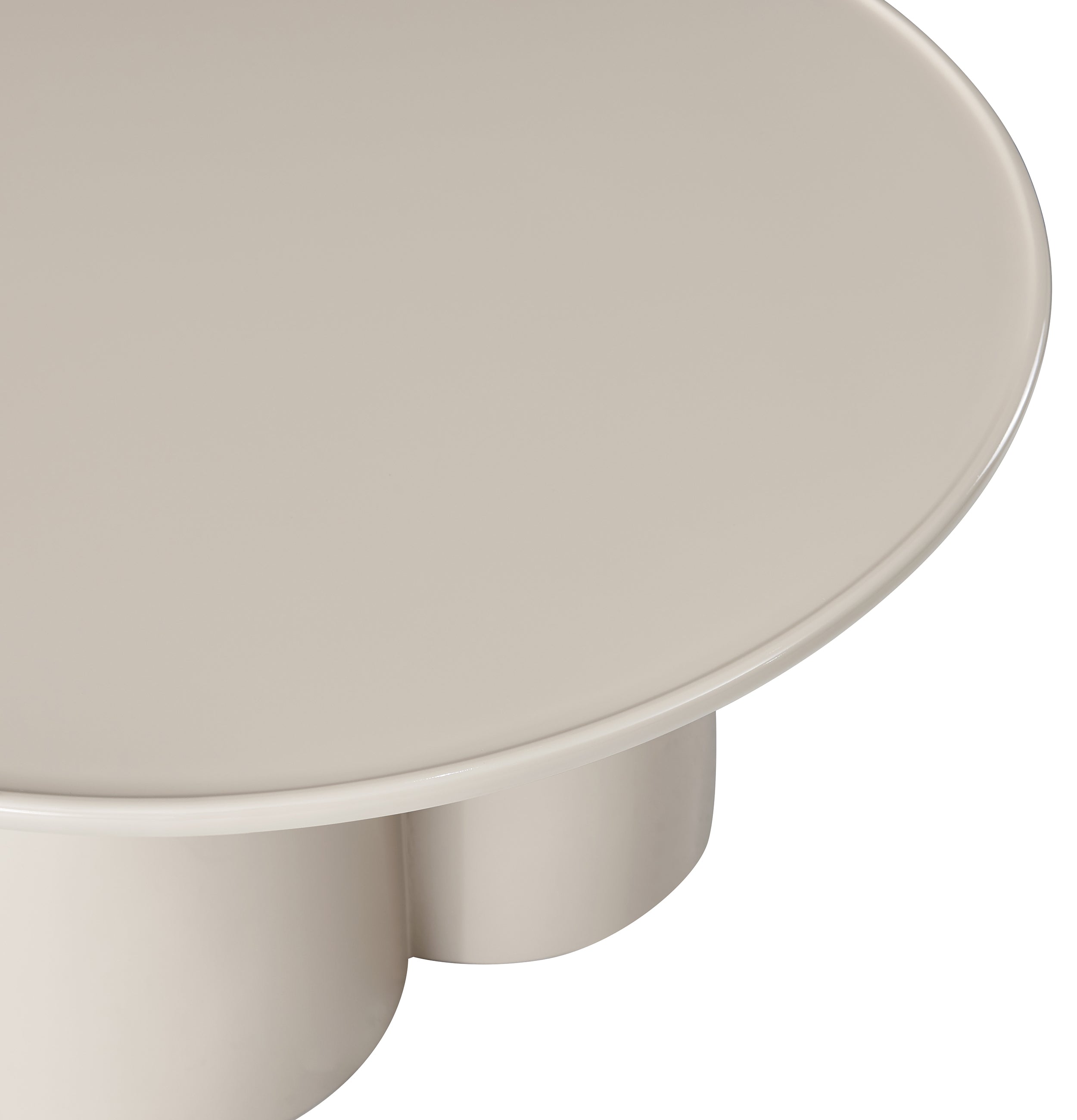 Runder Couchtisch Roulness 80 cm, hellbeige, hoher Glanz