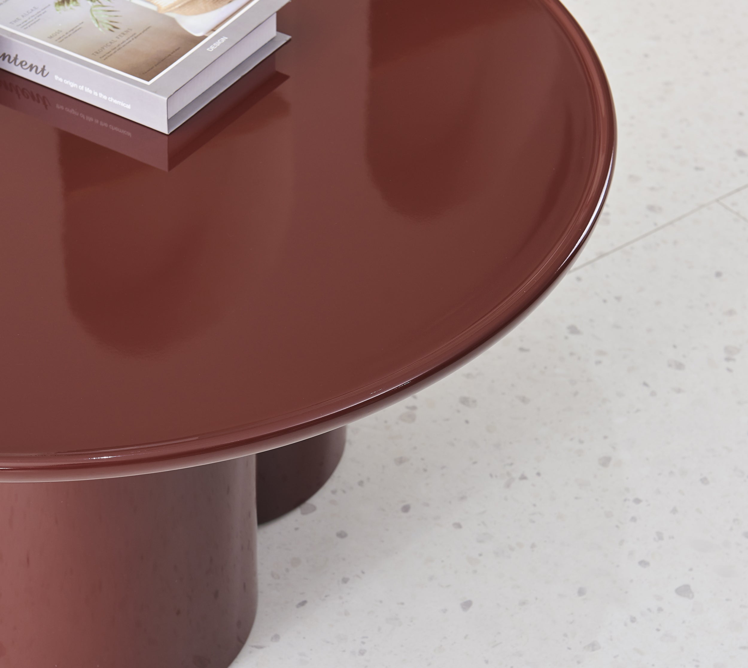 Runder Couchtisch Roulness 80 cm bordeaux Hochglanz