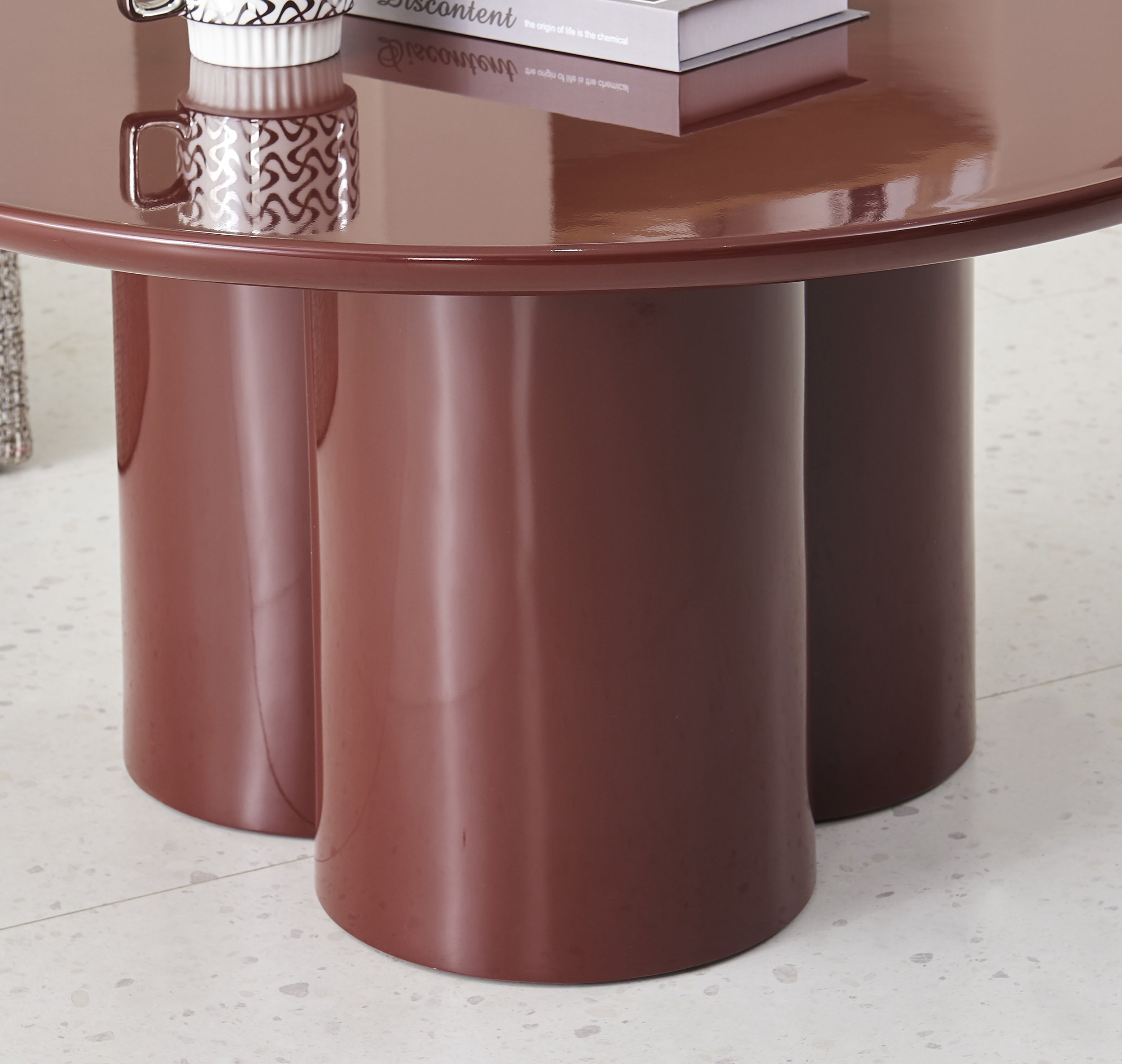 Runder Couchtisch Roulness 80 cm bordeaux Hochglanz