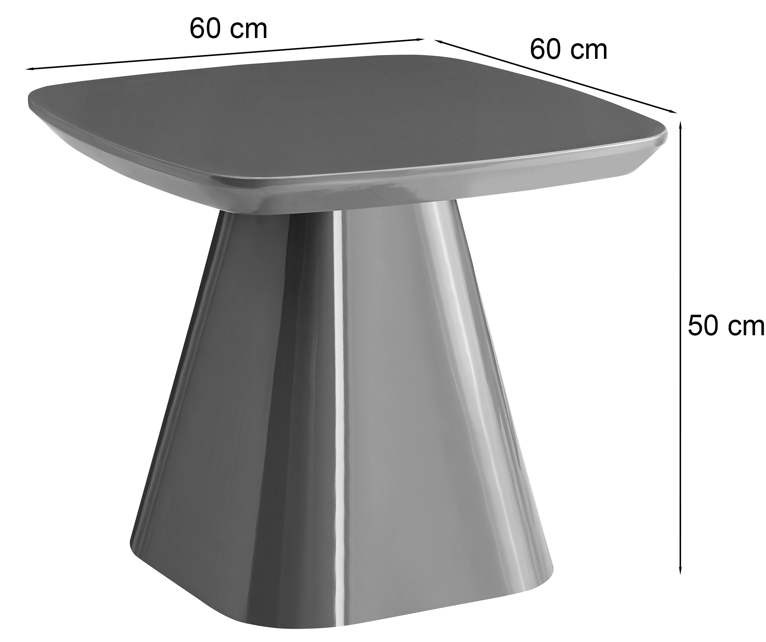 Floone Couchtisch 60x60 cm hellgrau Hochglanz