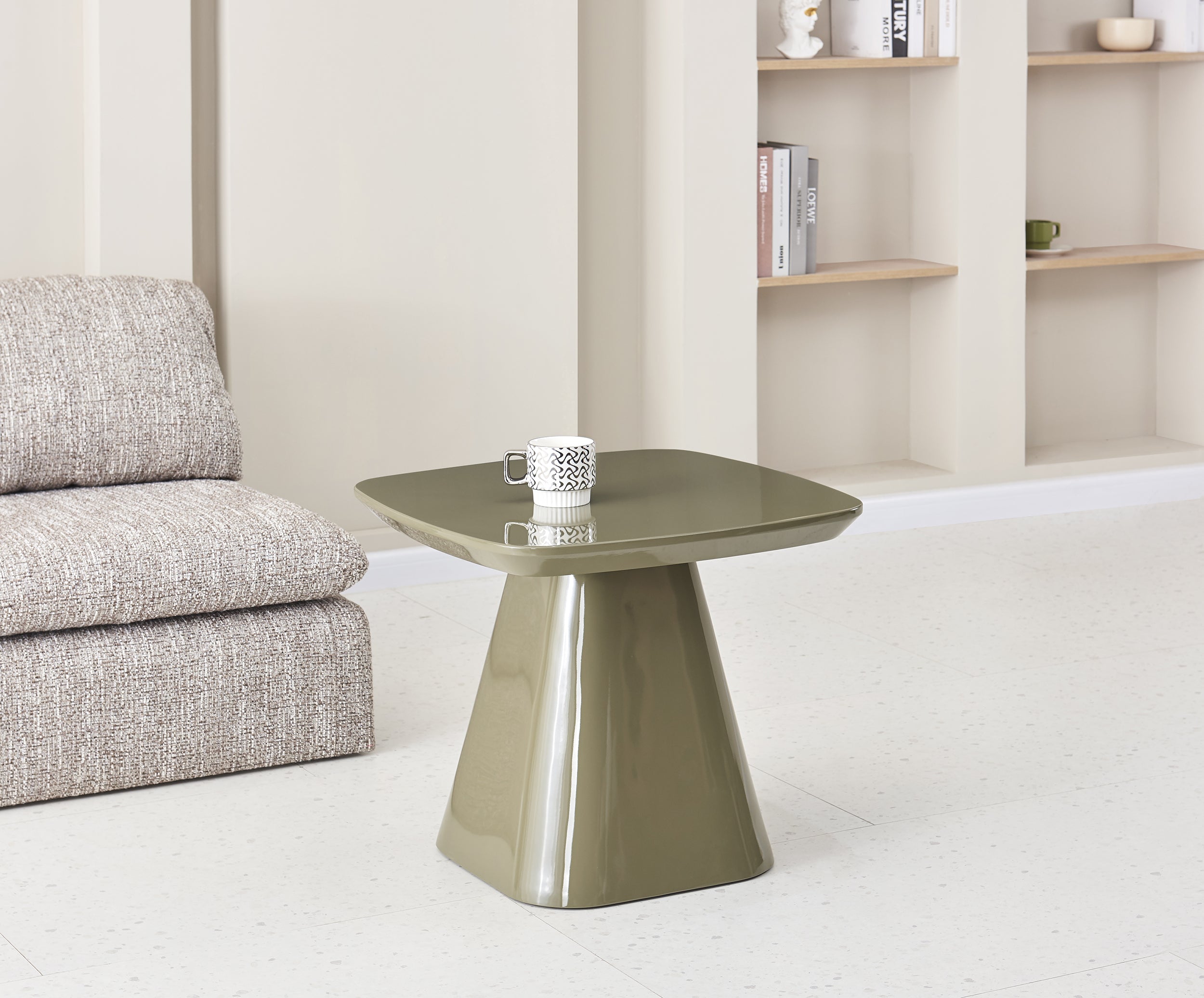 Couchtisch Floone 60x60 cm olivgrün Hochglanz