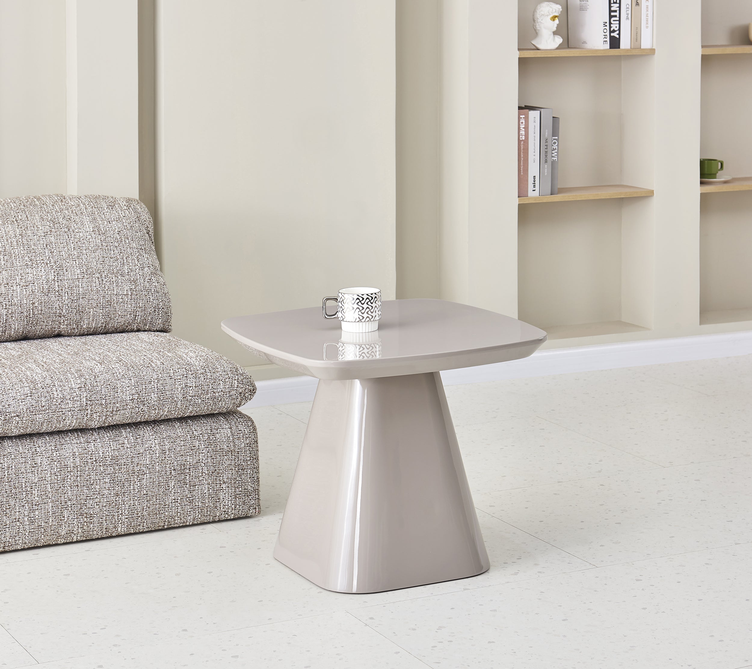 Floone Couchtisch 60x60 cm hellgrau Hochglanz