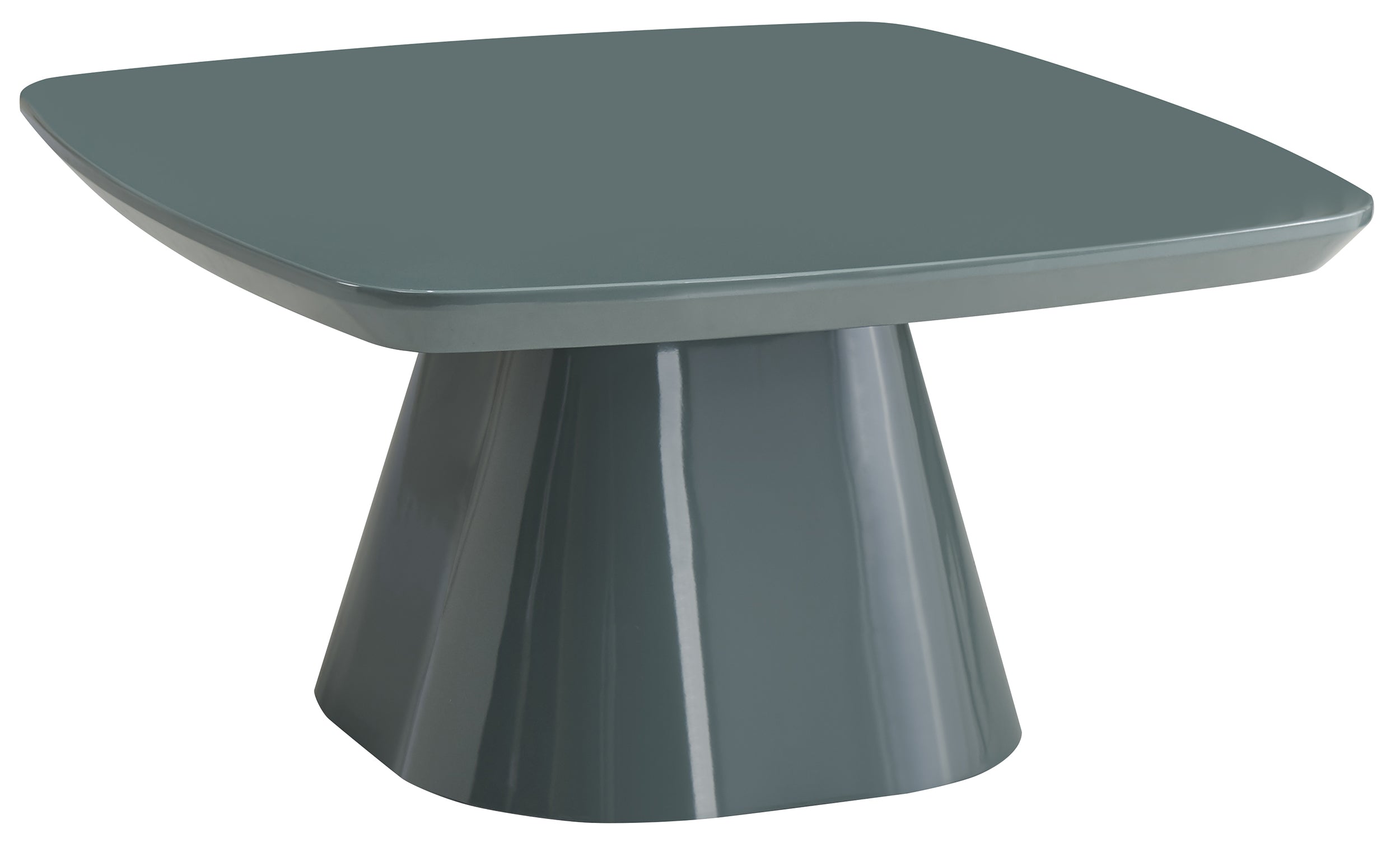 Adievent Couchtisch 80x80 cm in Grau-Grün mit Hochglanz-Finish