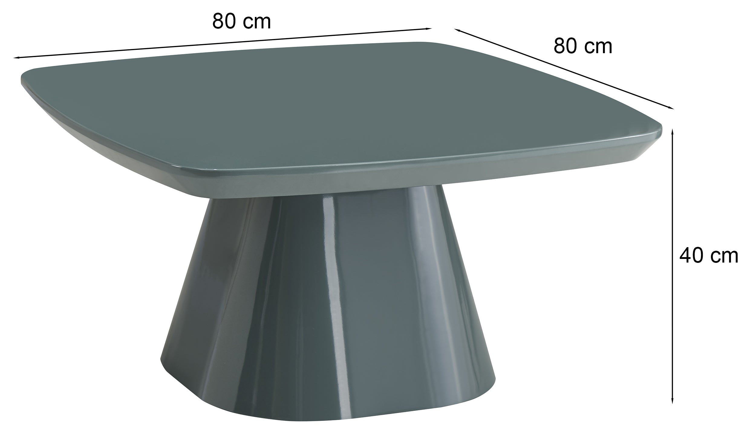 Adievent Couchtisch 80x80 cm in Grau-Grün mit Hochglanz-Finish