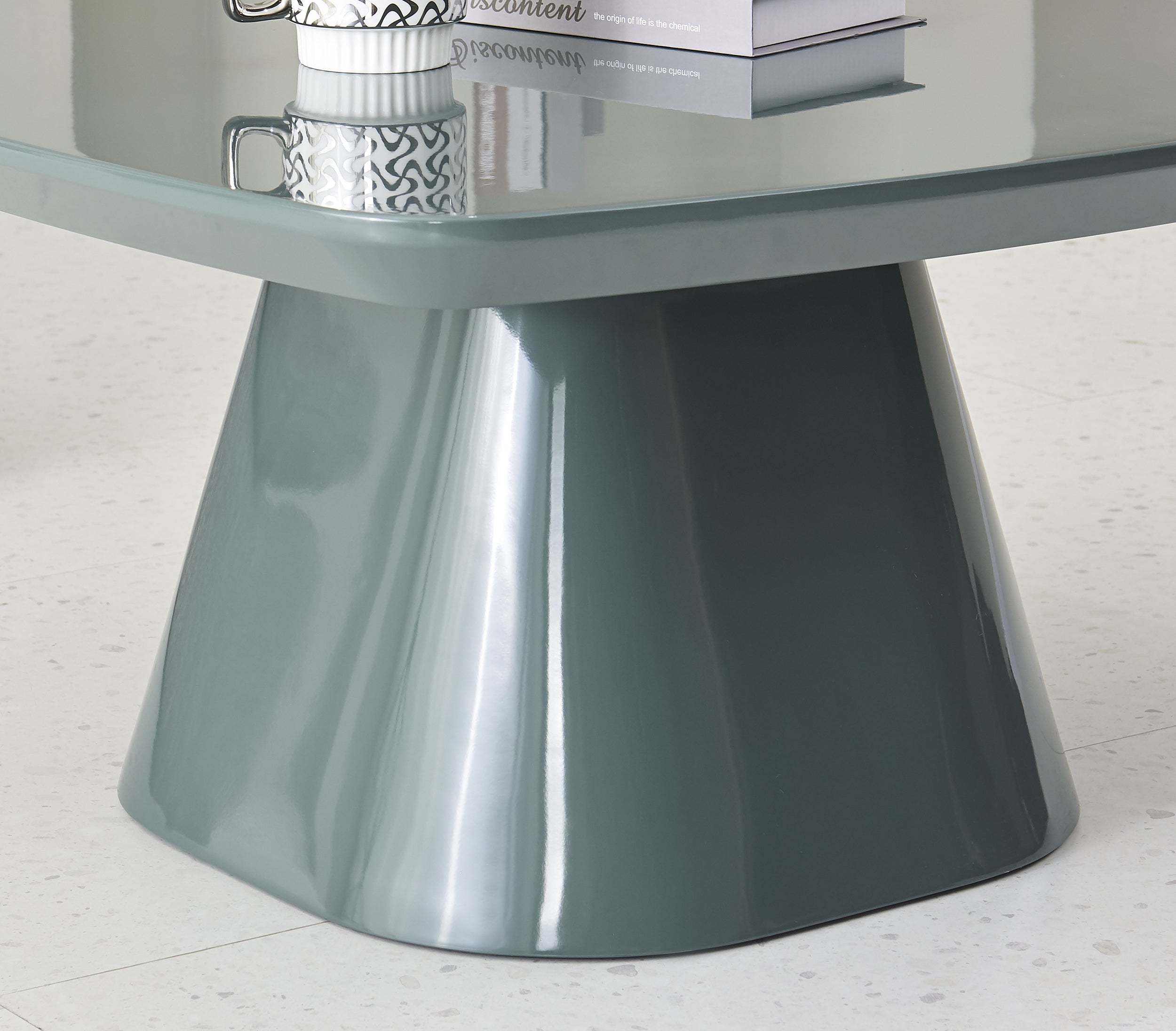 Adievent Couchtisch 80x80 cm in Grau-Grün mit Hochglanz-Finish