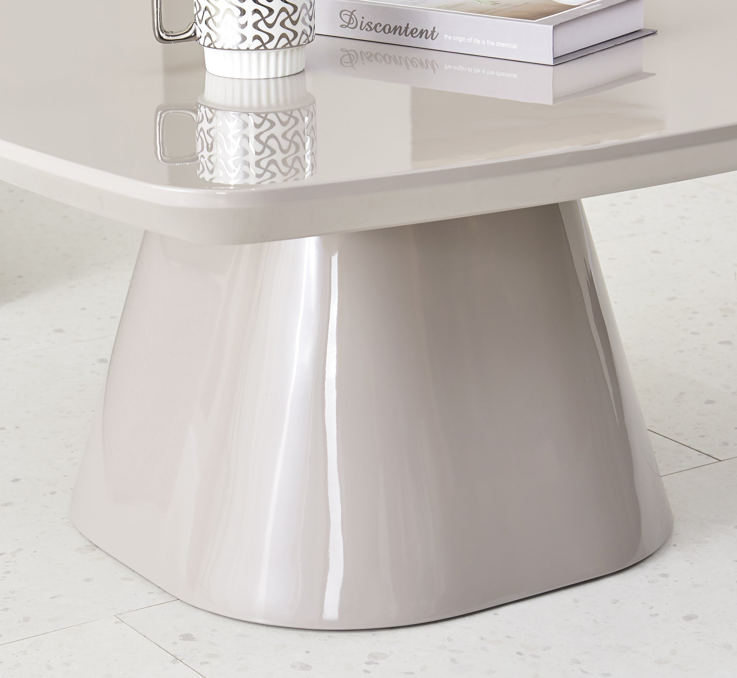 Adievent Couchtisch 80x80 cm hellgrau Hochglanz