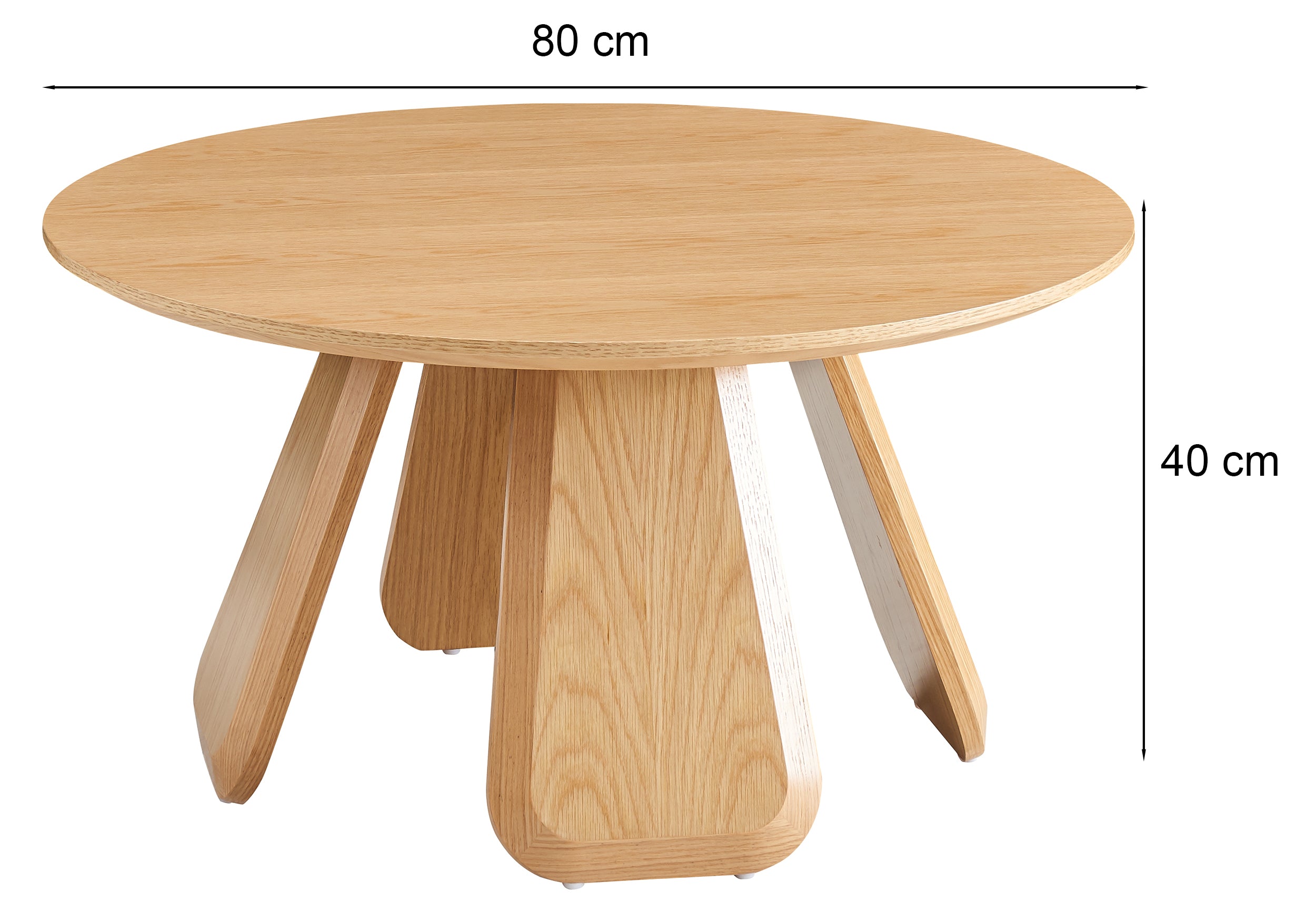 Runder Couchtisch Affitly 80 cm, natürliche Eiche Furnier
