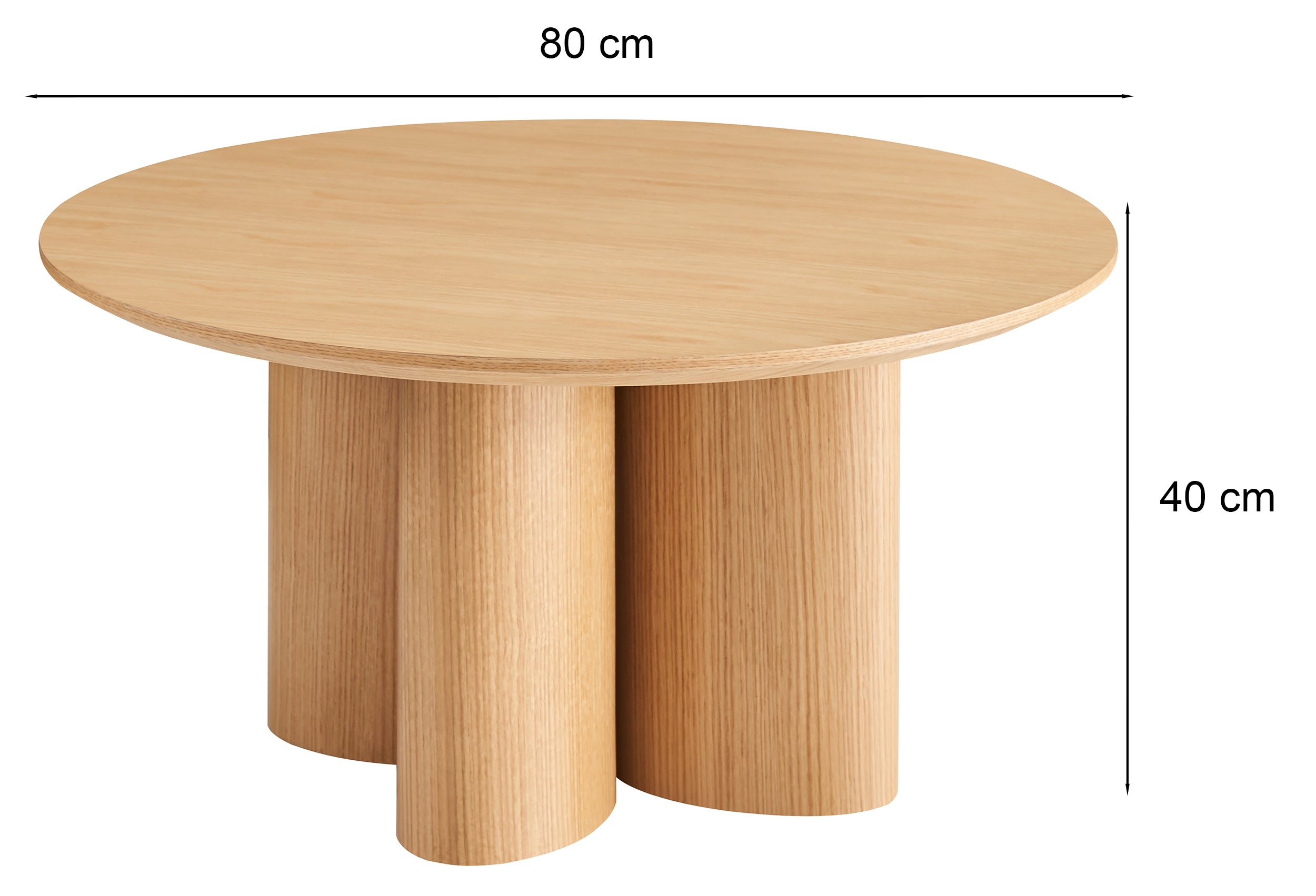 Runder Couchtisch Etially 80 cm in natürlicher Eiche Furnier