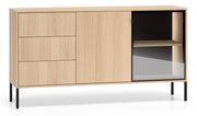 Zweiturige Kommode Barnee mit Schubladen und Beleuchtung, 160 cm, Lindberg-Eiche