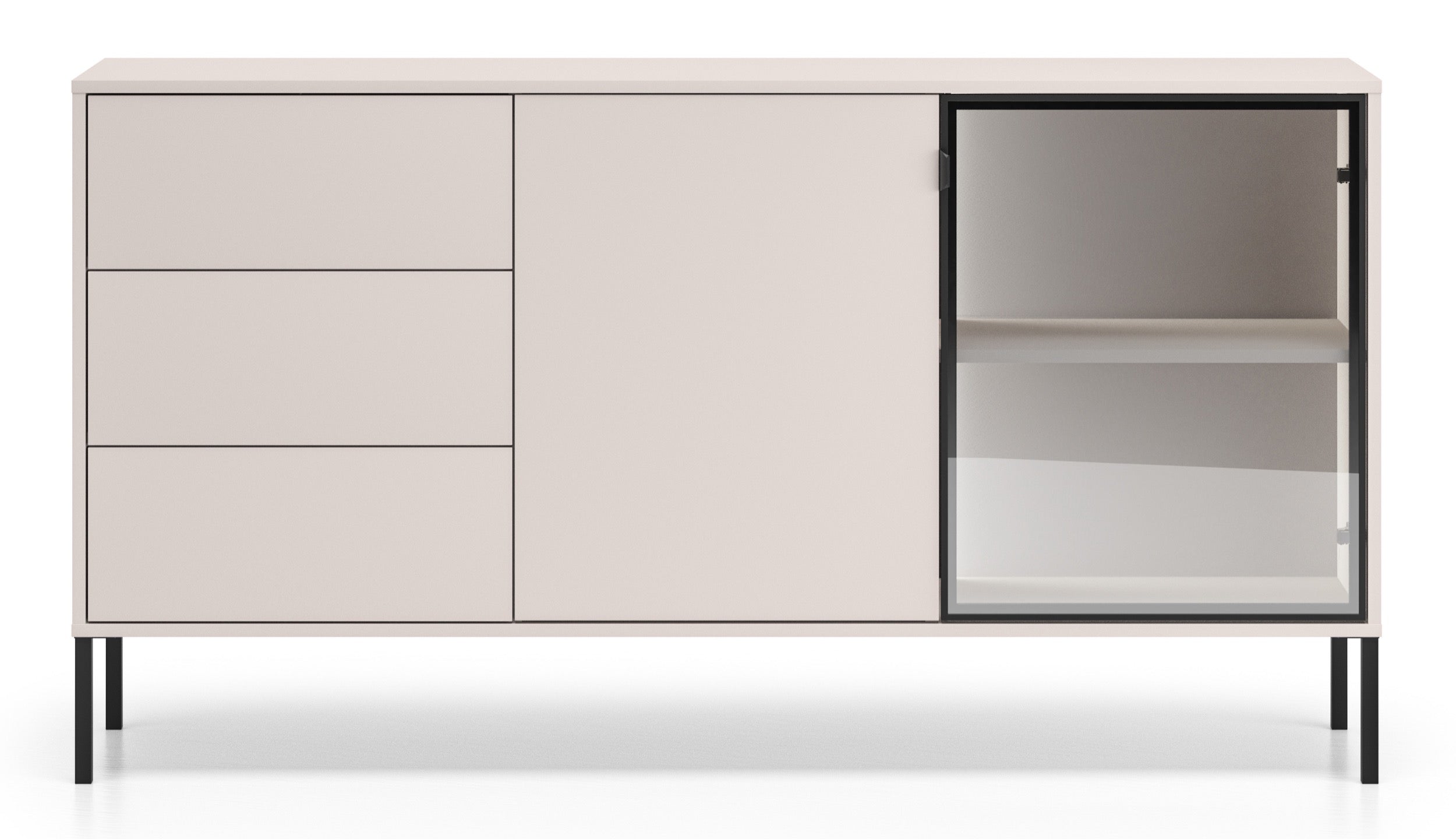 Zweiturige Kommode Barnee mit Schubladen und Beleuchtung, 160 cm, Kaschmir