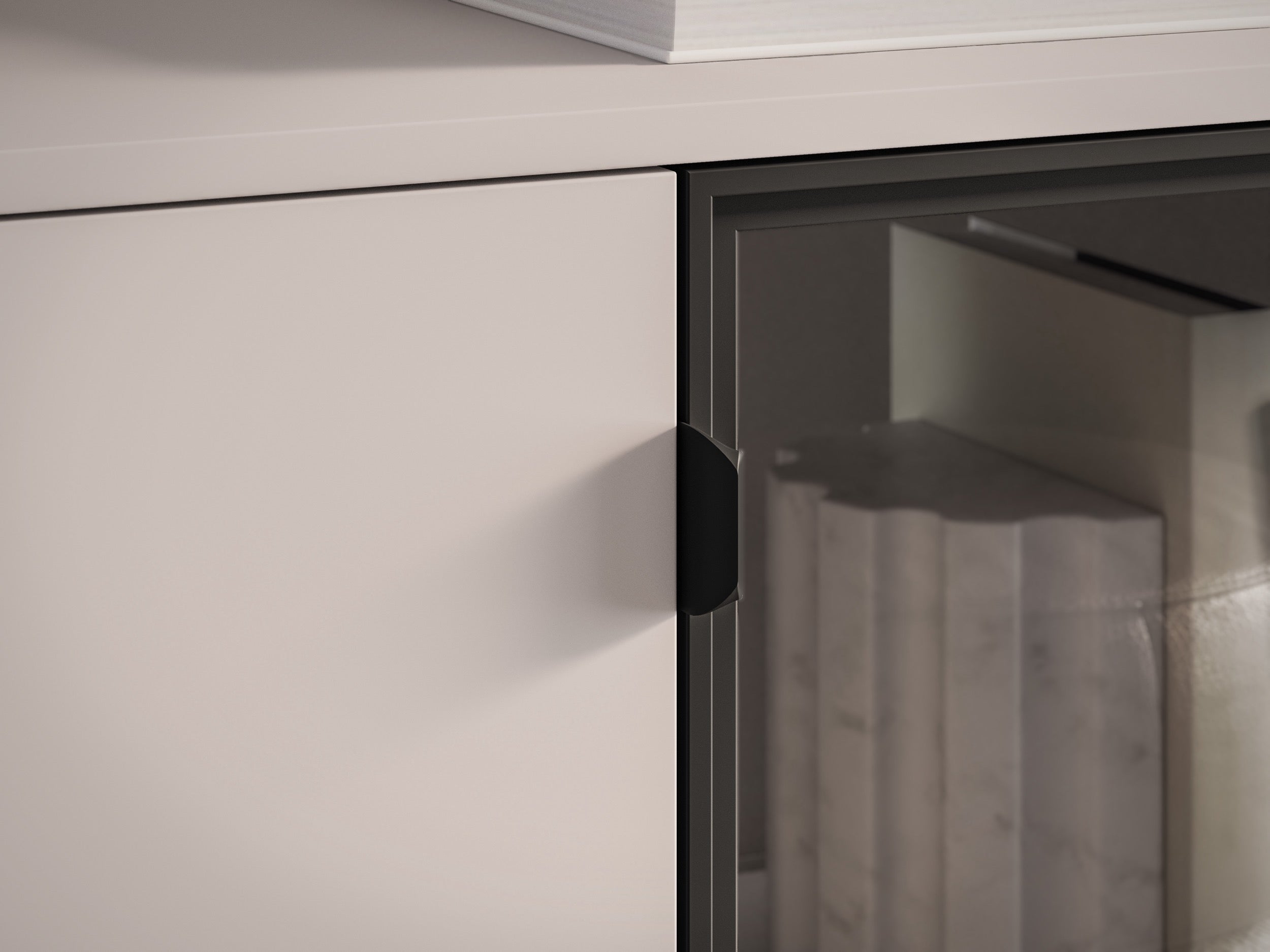 Zweiturige Kommode Barnee mit Beleuchtung, 107 cm, Kaschmir