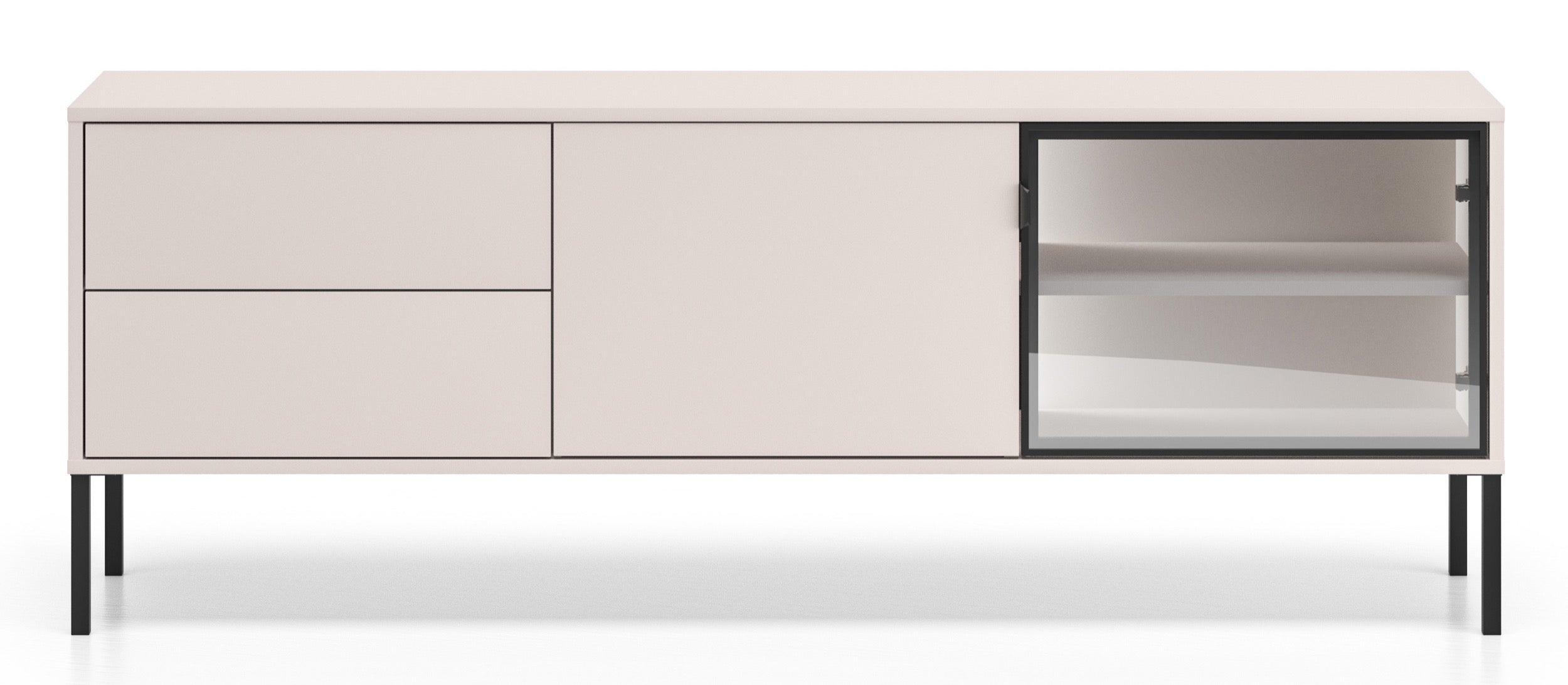 Zweiturige TV-Kommode Barnee mit Schubladen und Beleuchtung, 160 cm, Kaschmir