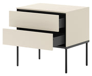 Nachttisch Bellezo mit zwei Schubladen, 56 cm, cremefarben