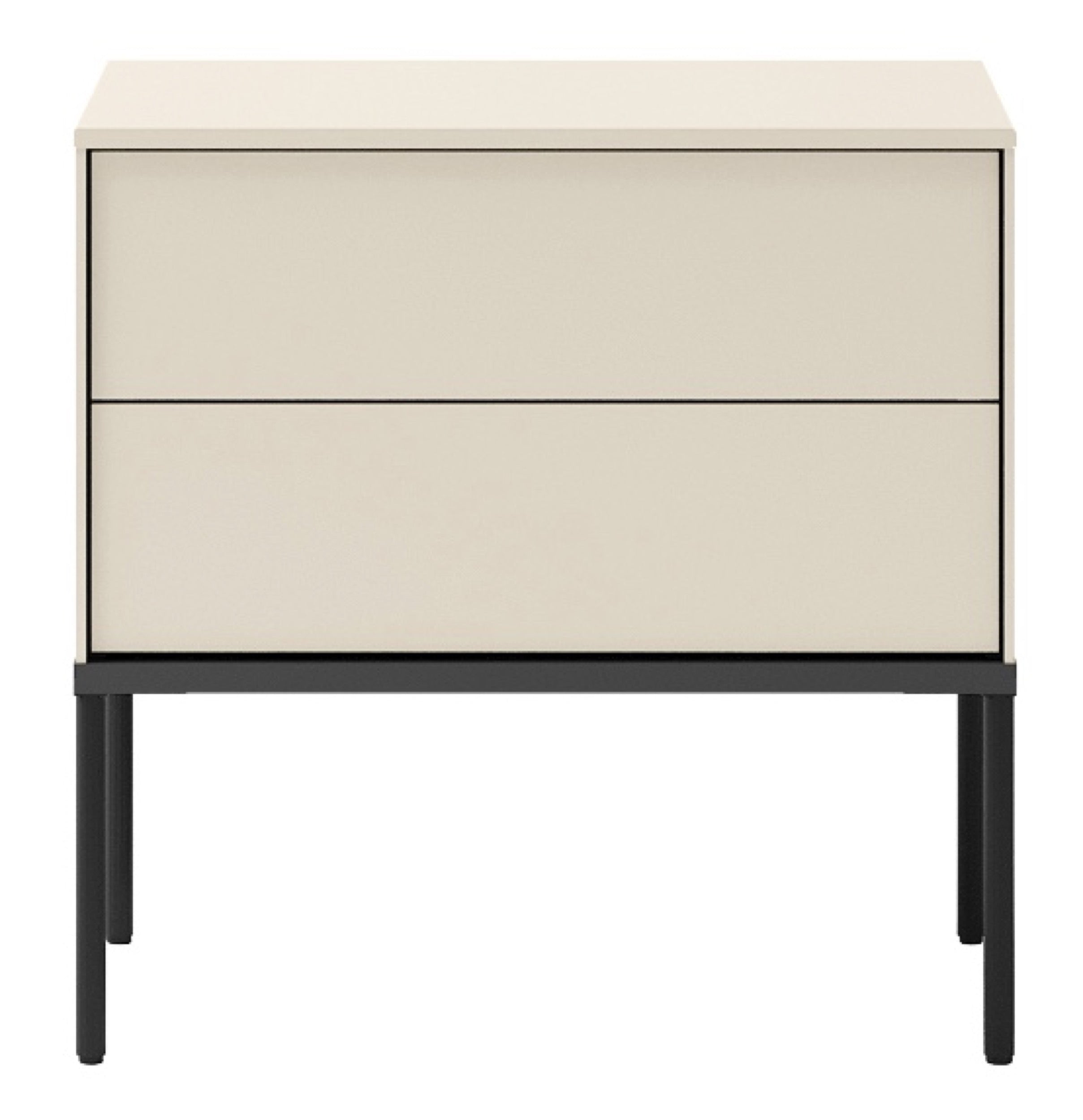 Nachttisch Bellezo mit zwei Schubladen, 56 cm, cremefarben