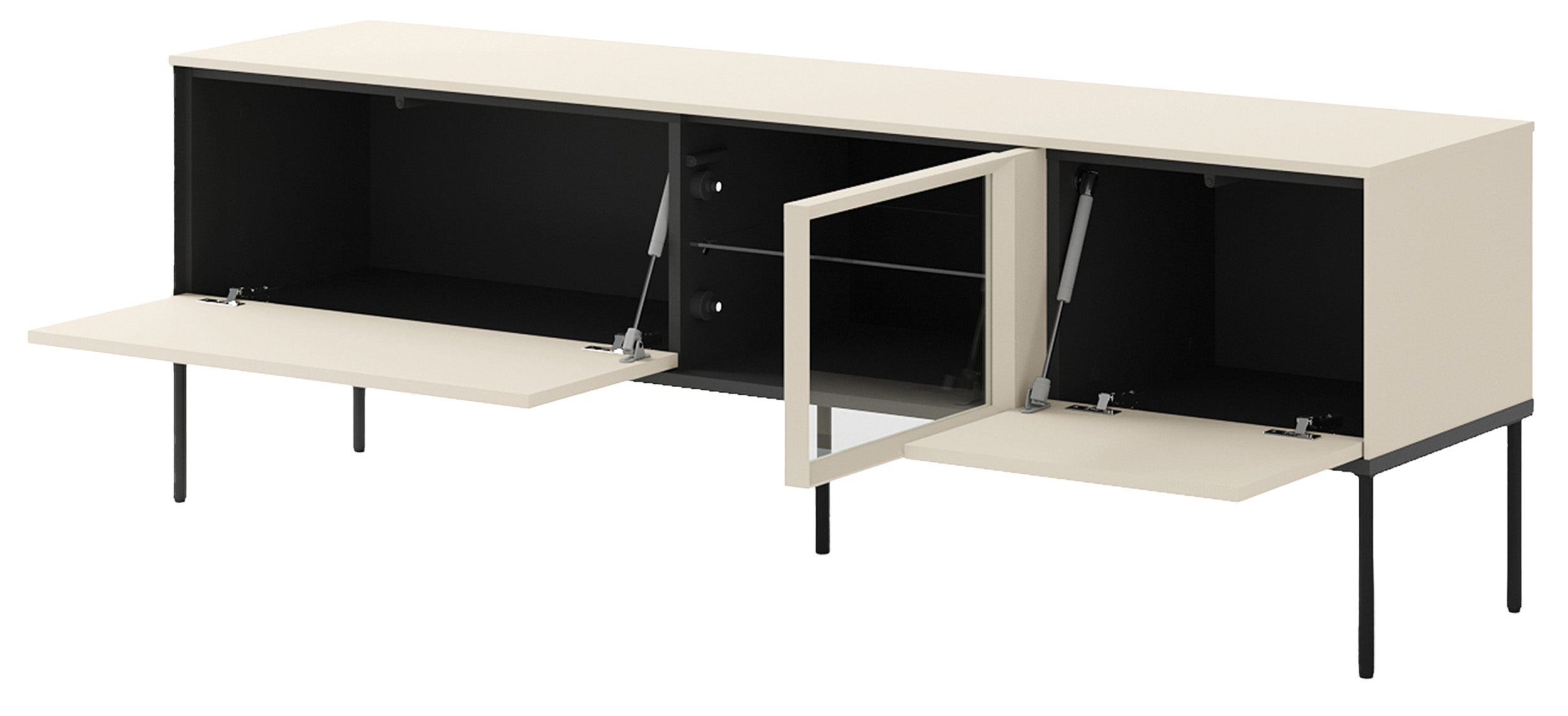 TV-Schrank Bellezo mit LED-Vitrine 166 cm cremefarben