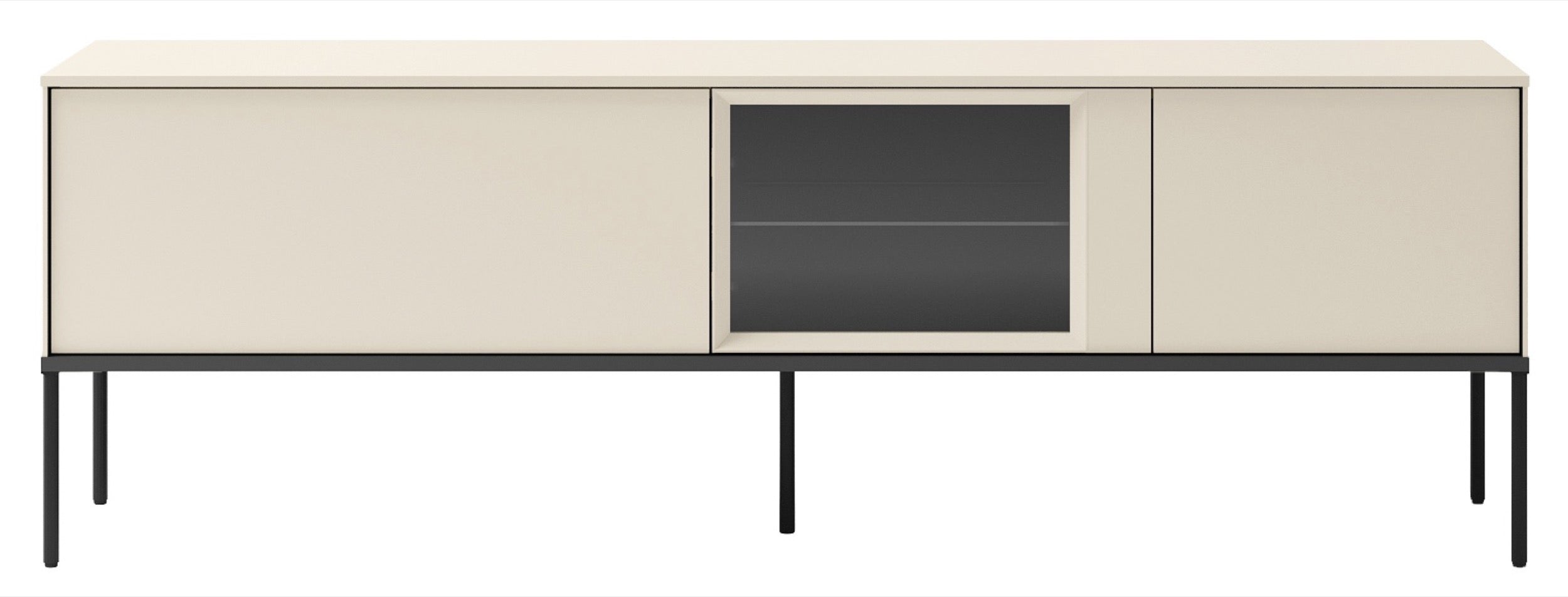TV-Schrank Bellezo mit LED-Vitrine 166 cm cremefarben