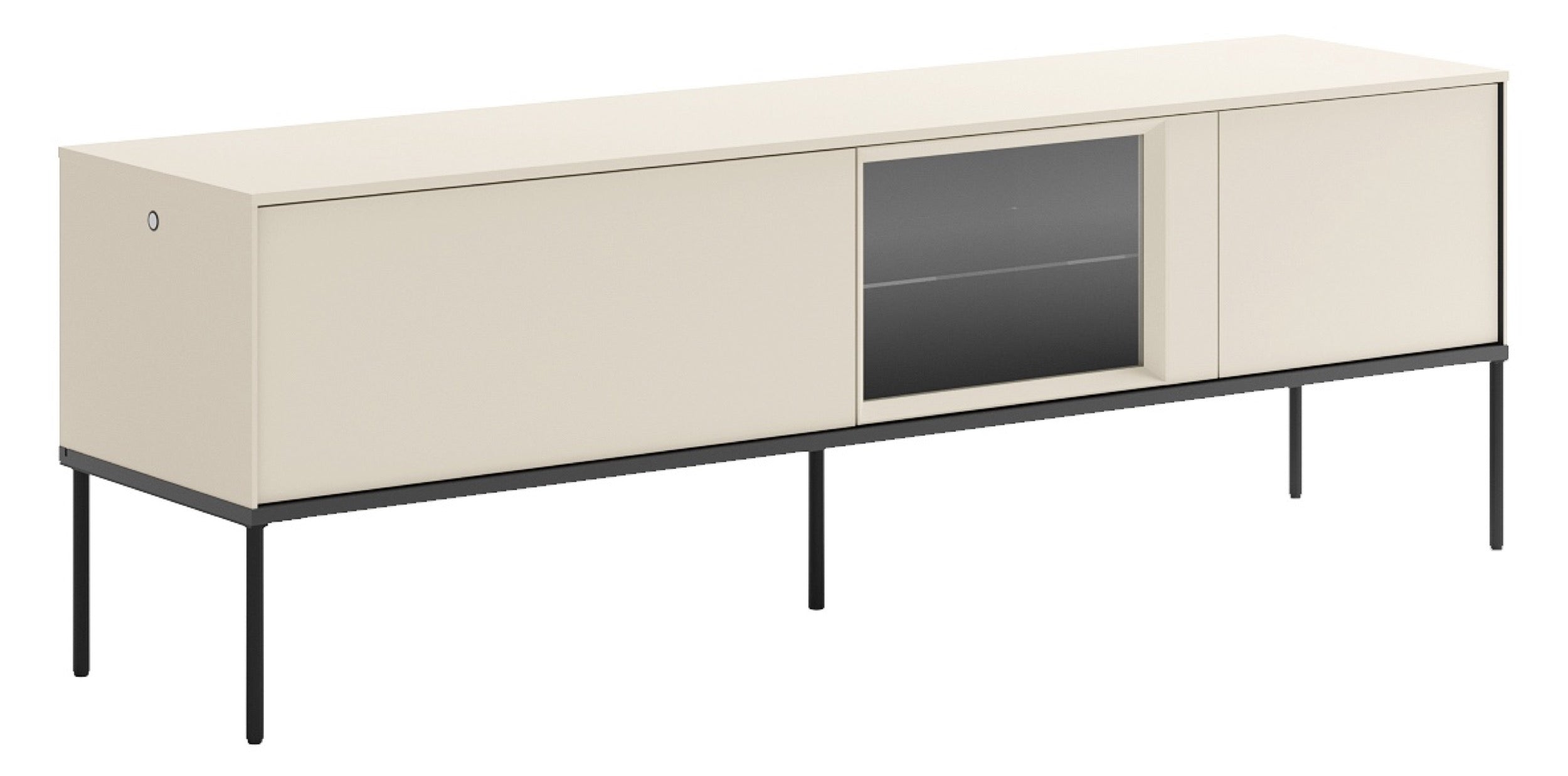 TV-Schrank Bellezo mit LED-Vitrine 166 cm cremefarben