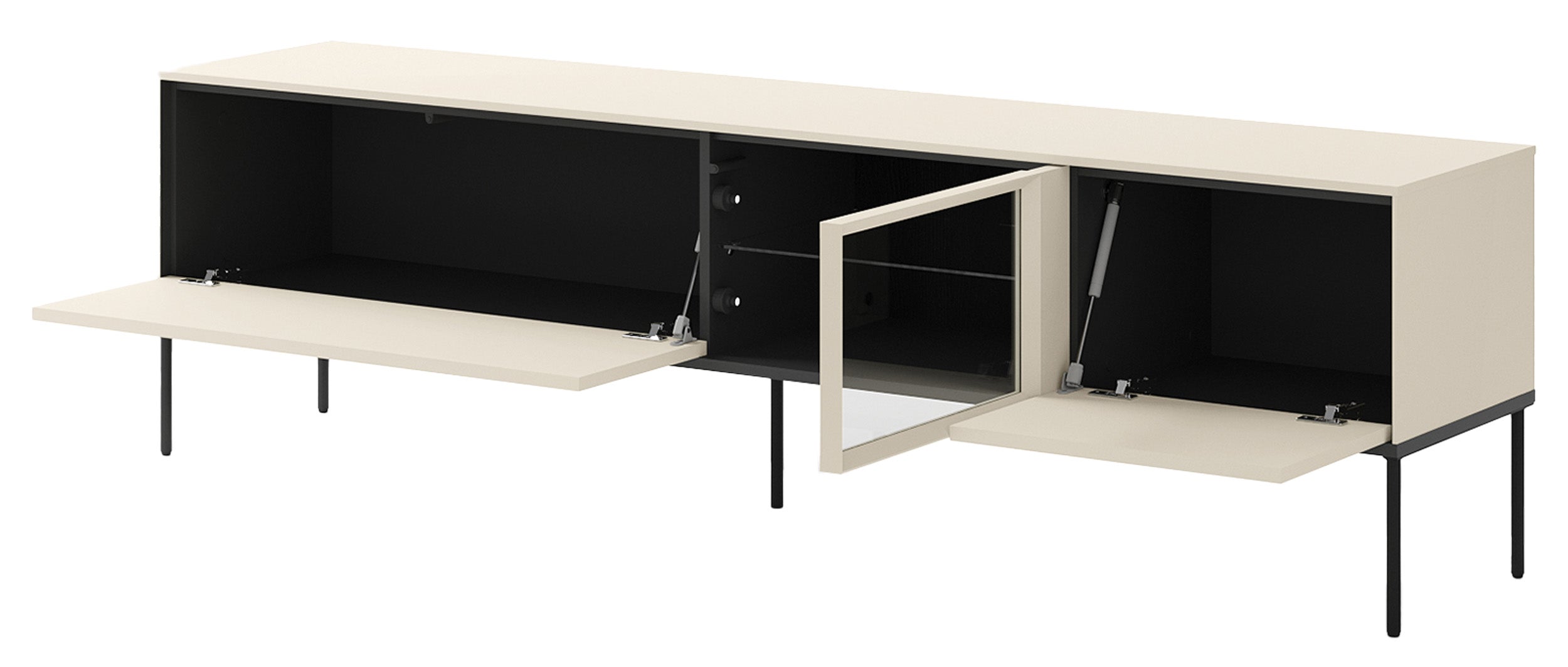 TV-Schrank Bellezo mit LED-Vitrine 196 cm cremefarben