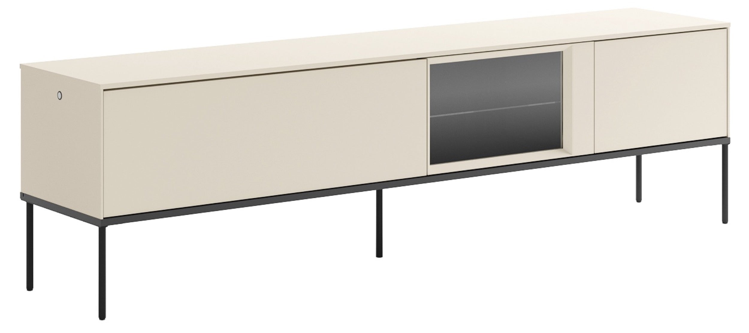 TV-Schrank Bellezo mit LED-Vitrine 196 cm cremefarben
