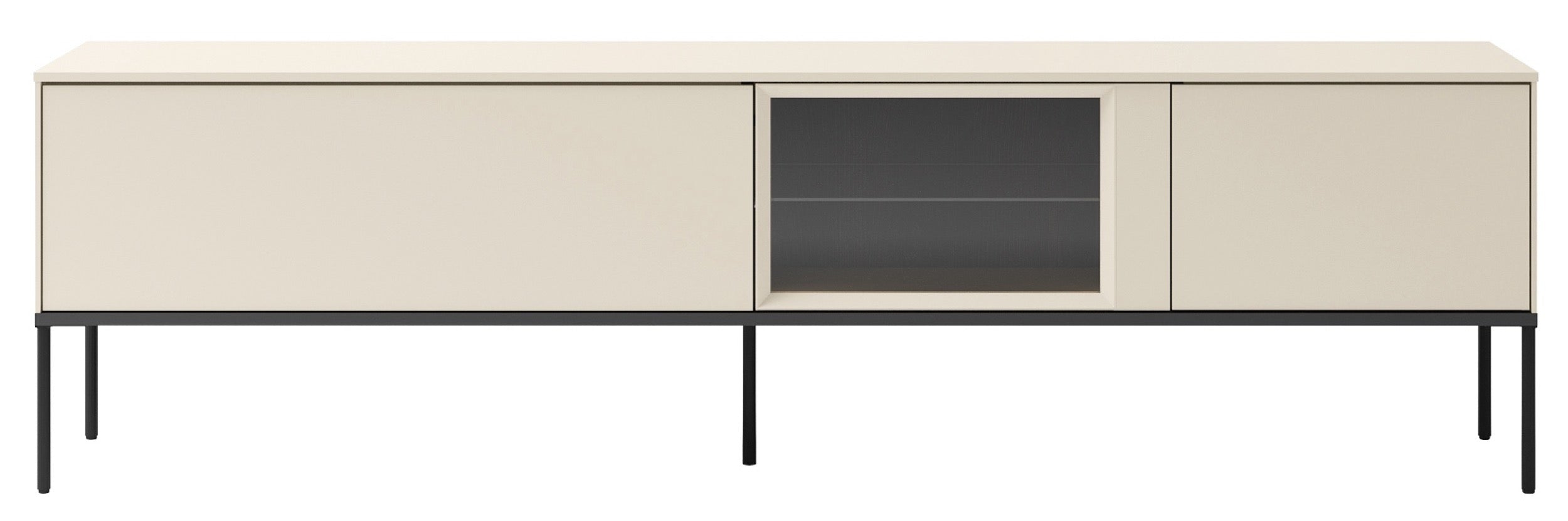 TV-Schrank Bellezo mit LED-Vitrine 196 cm cremefarben